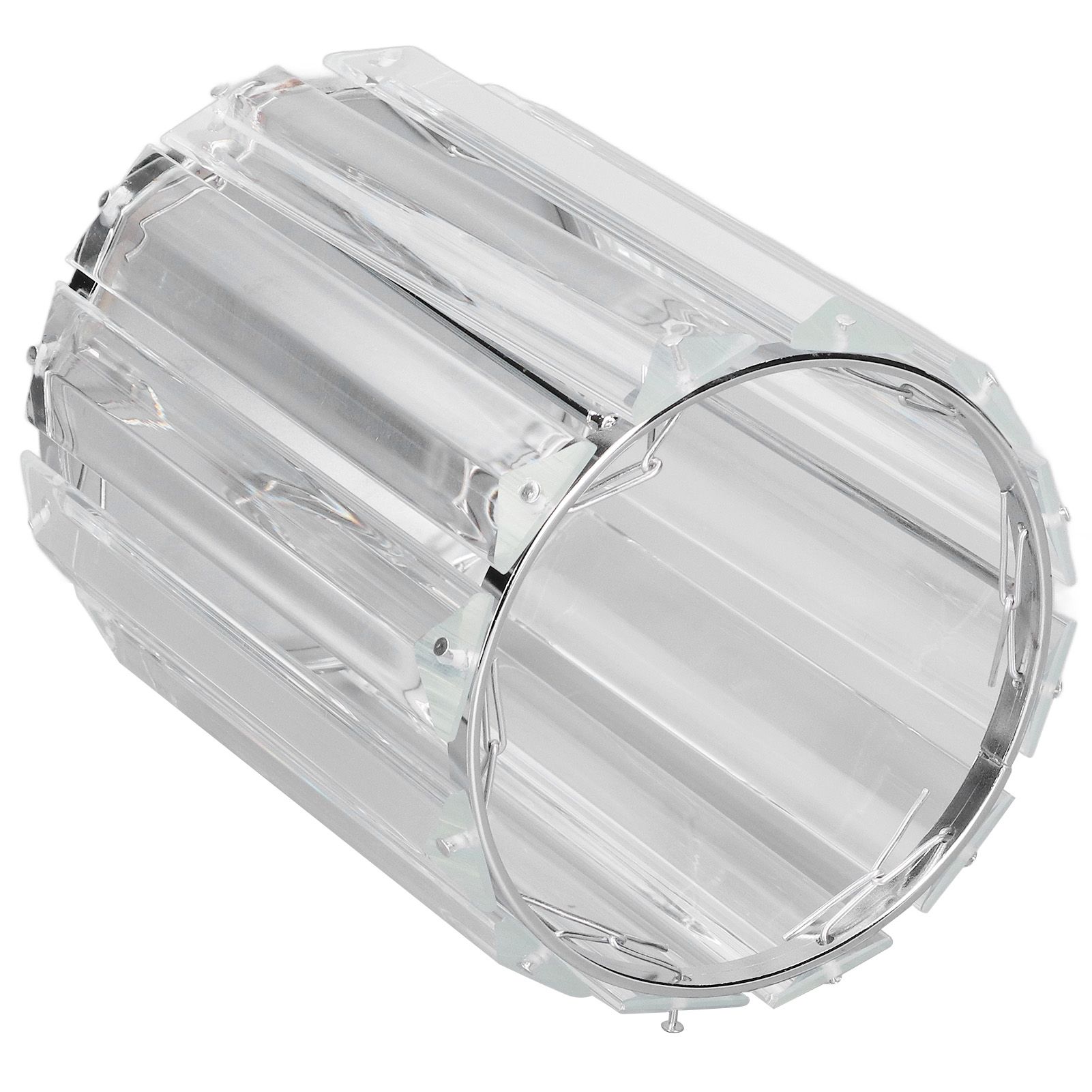 Cosmetic Brush Holder Transparent Glass Round Decorative Desktop Pen Storage Organizer BoxSilver - Image 6