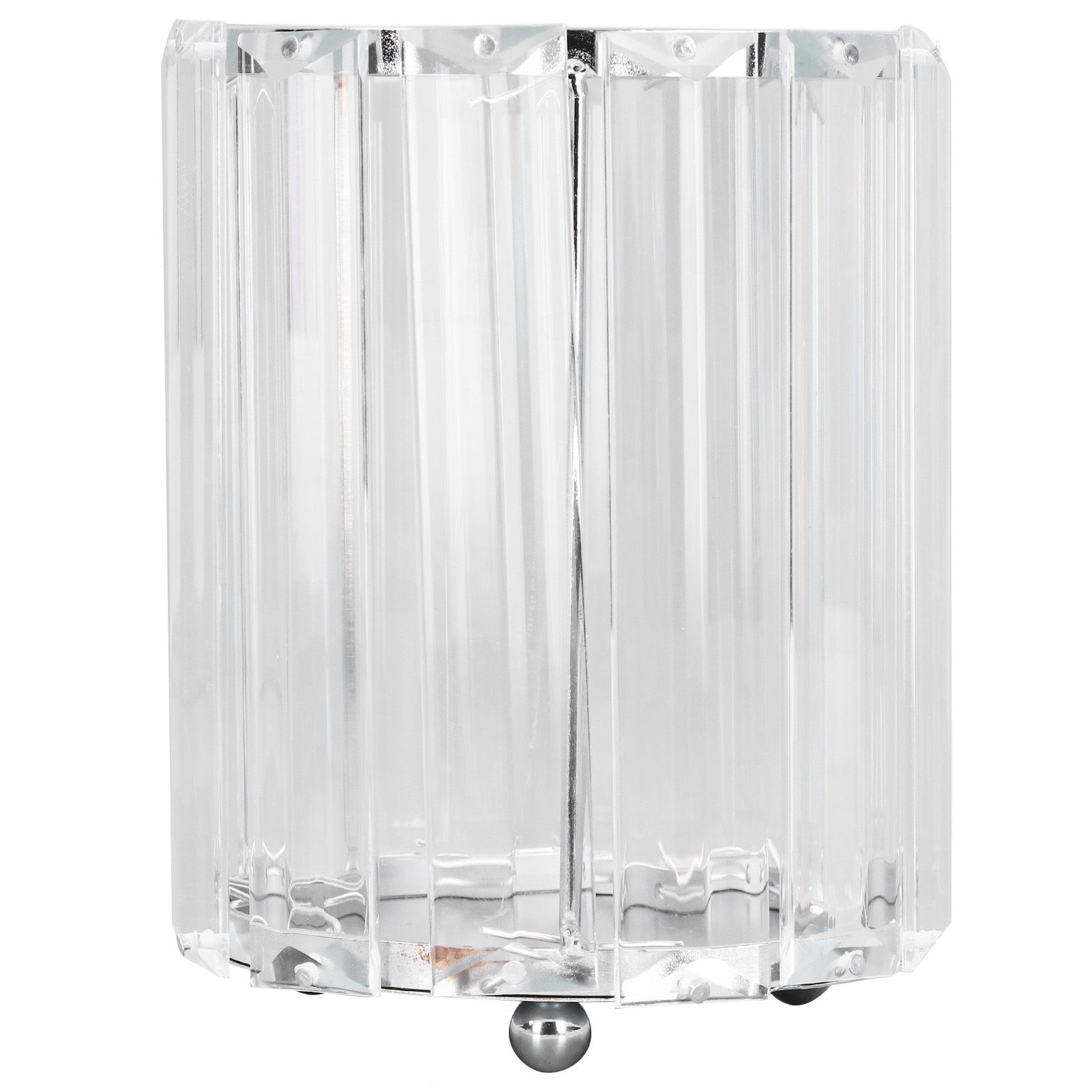 Cosmetic Brush Holder Transparent Glass Round Decorative Desktop Pen Storage Organizer BoxSilver - Image 8