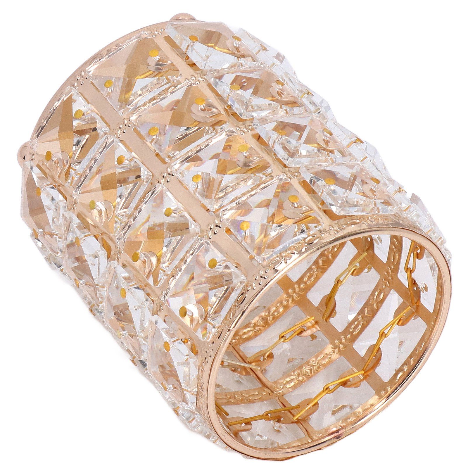 Crystal Makeup Brush Holder European Style Rounded Crystal Glass Cosmetic OrganizerGold - Image 6