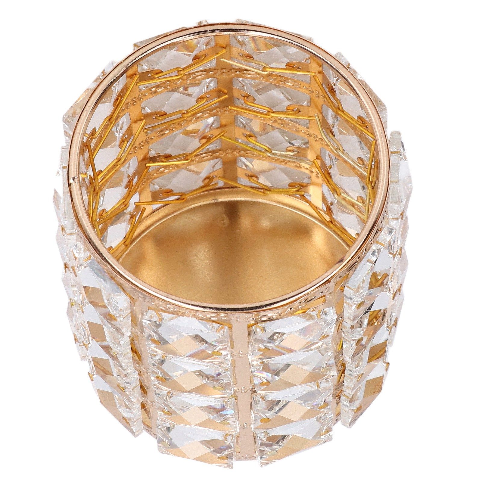 Crystal Makeup Brush Holder European Style Rounded Crystal Glass Cosmetic OrganizerGold - Image 7