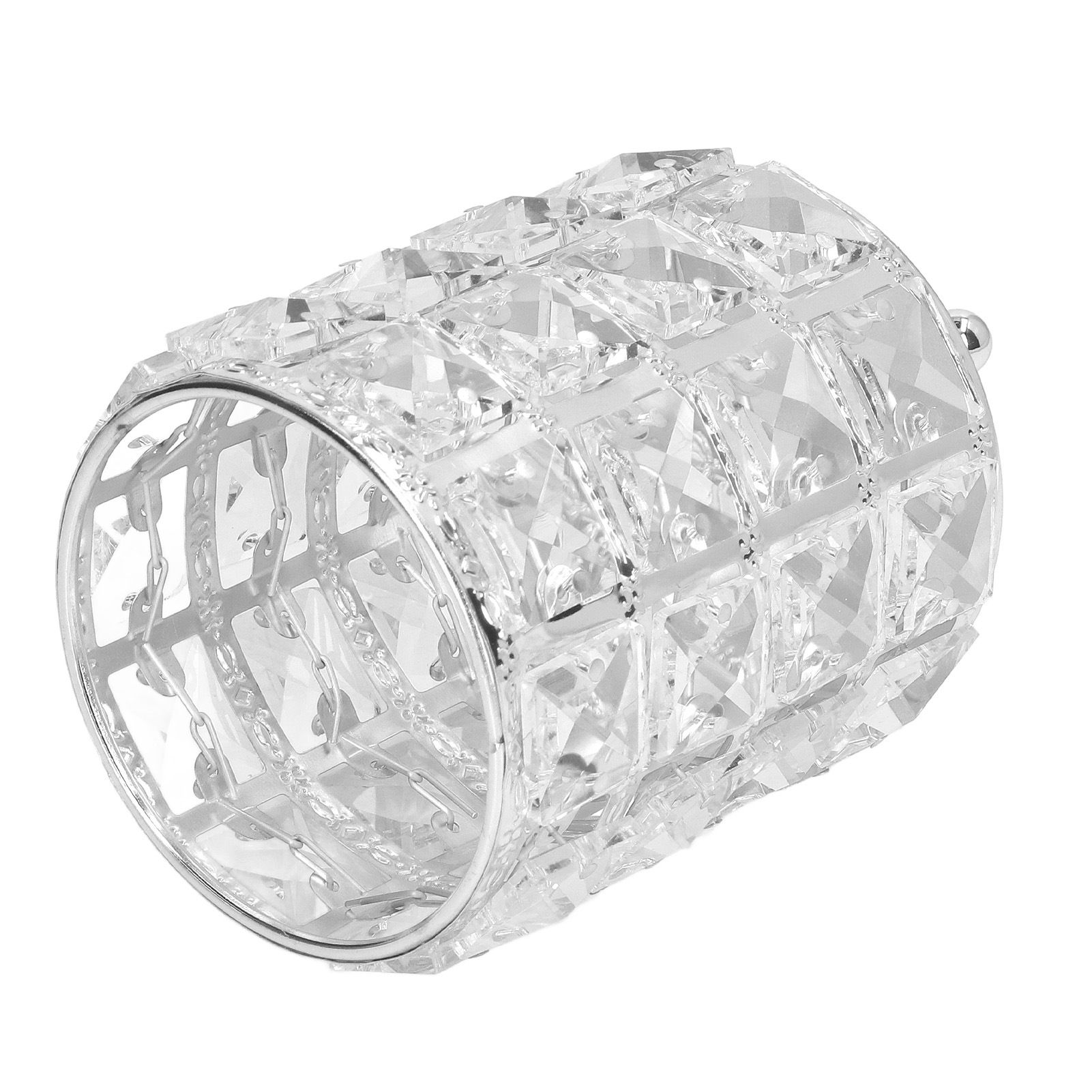 Crystal Makeup Brush Holder European Style Rounded Crystal Glass Cosmetic OrganizerSilver - Image 2