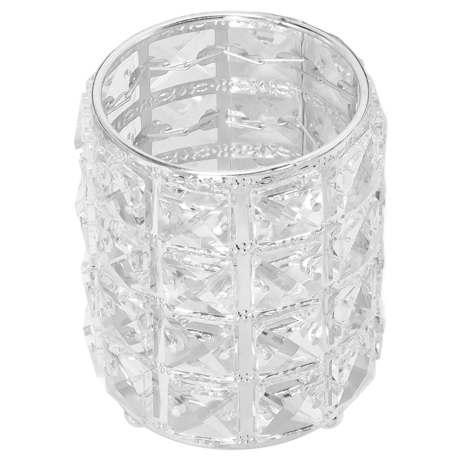 Crystal Makeup Brush Holder European Style Rounded Crystal Glass Cosmetic OrganizerSilver - Image 5