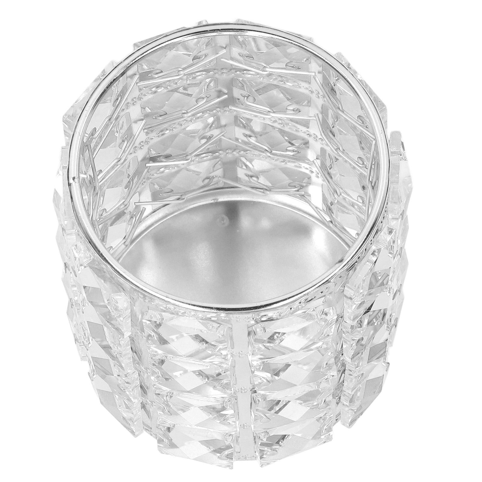Crystal Makeup Brush Holder European Style Rounded Crystal Glass Cosmetic OrganizerSilver - Image 7