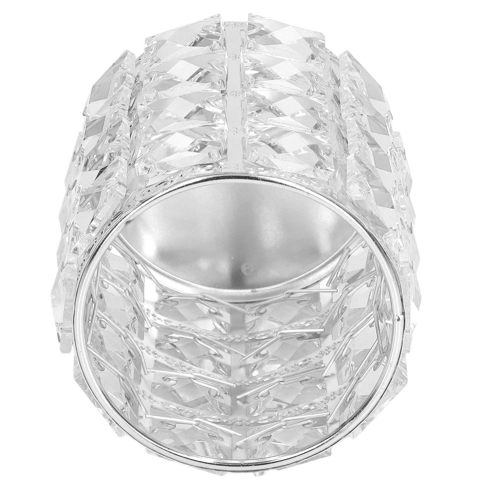 Crystal Makeup Brush Holder European Style Rounded Crystal Glass Cosmetic OrganizerSilver - Image 8