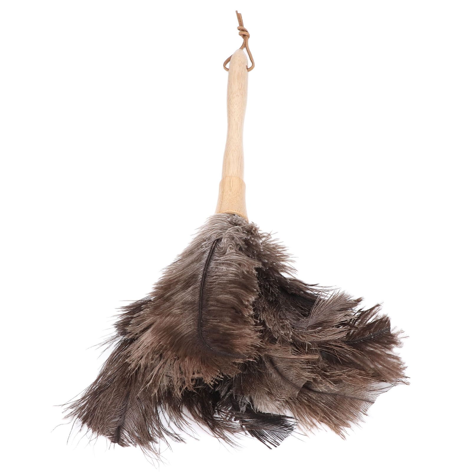 Feather Duster Light Weight Soft Long Handle Reusable Black Ostrich Feather Duster for Home Office Car - Image 5