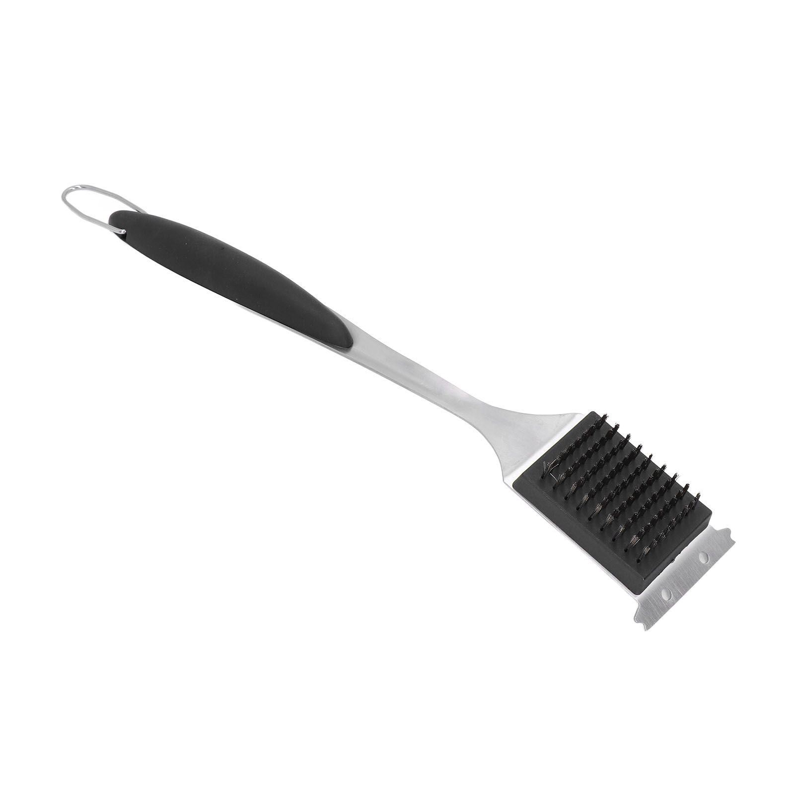 Barbecue Grill Brush Scraper Long Handle Stainless Steel Silver No Scratch Cleaning Portable for BBQ Grilling - Image 3