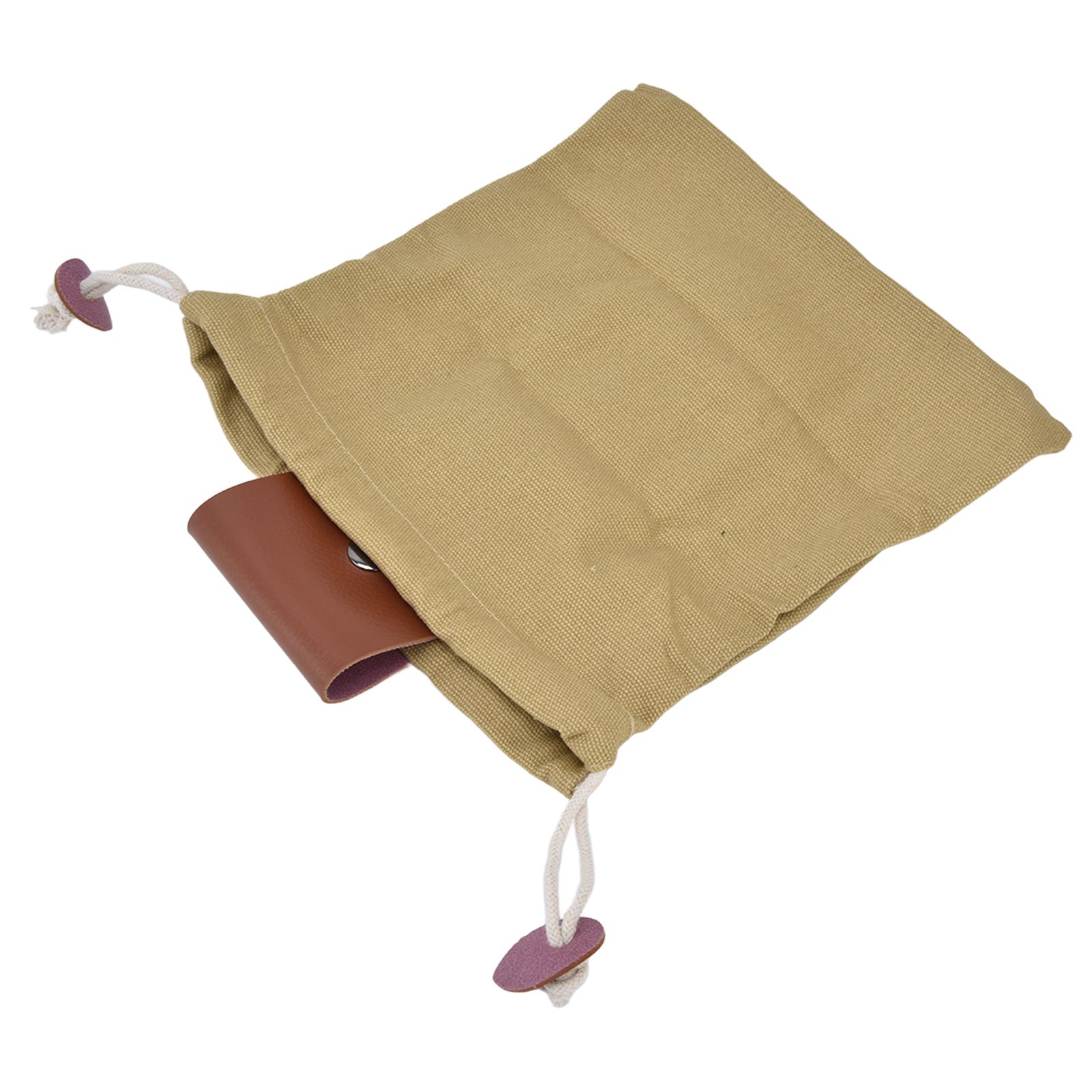 Fruit Picking Bag Waist Hanging Canvas Material PU Style Folded Save Space Belt Foraging BagKhaki - Image 3