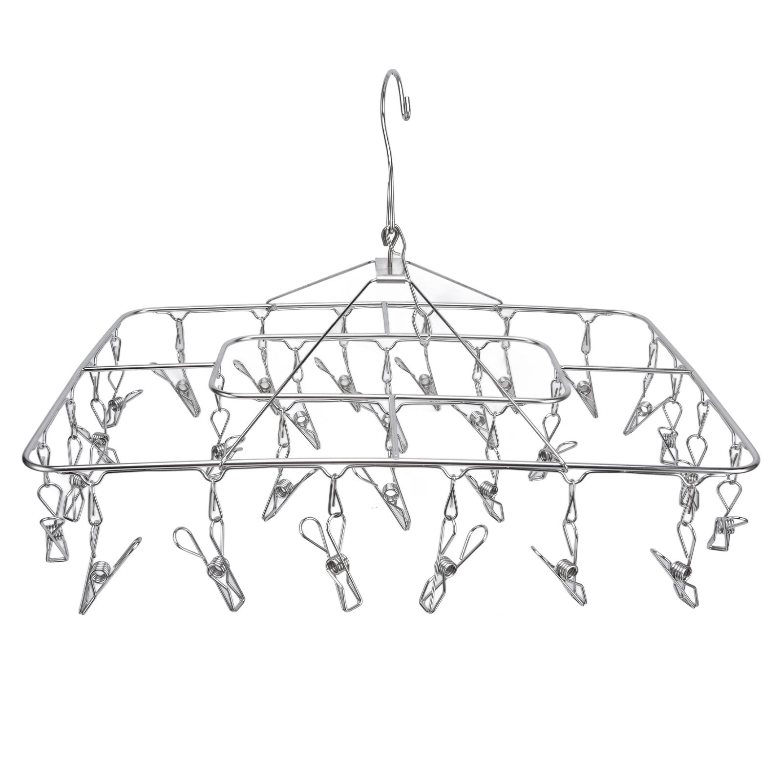 Clothes Drying Rack with 28 Clips Stainless Steel Laundry Drying Hanger for Socks Towels Bras Underwear - Image 1
