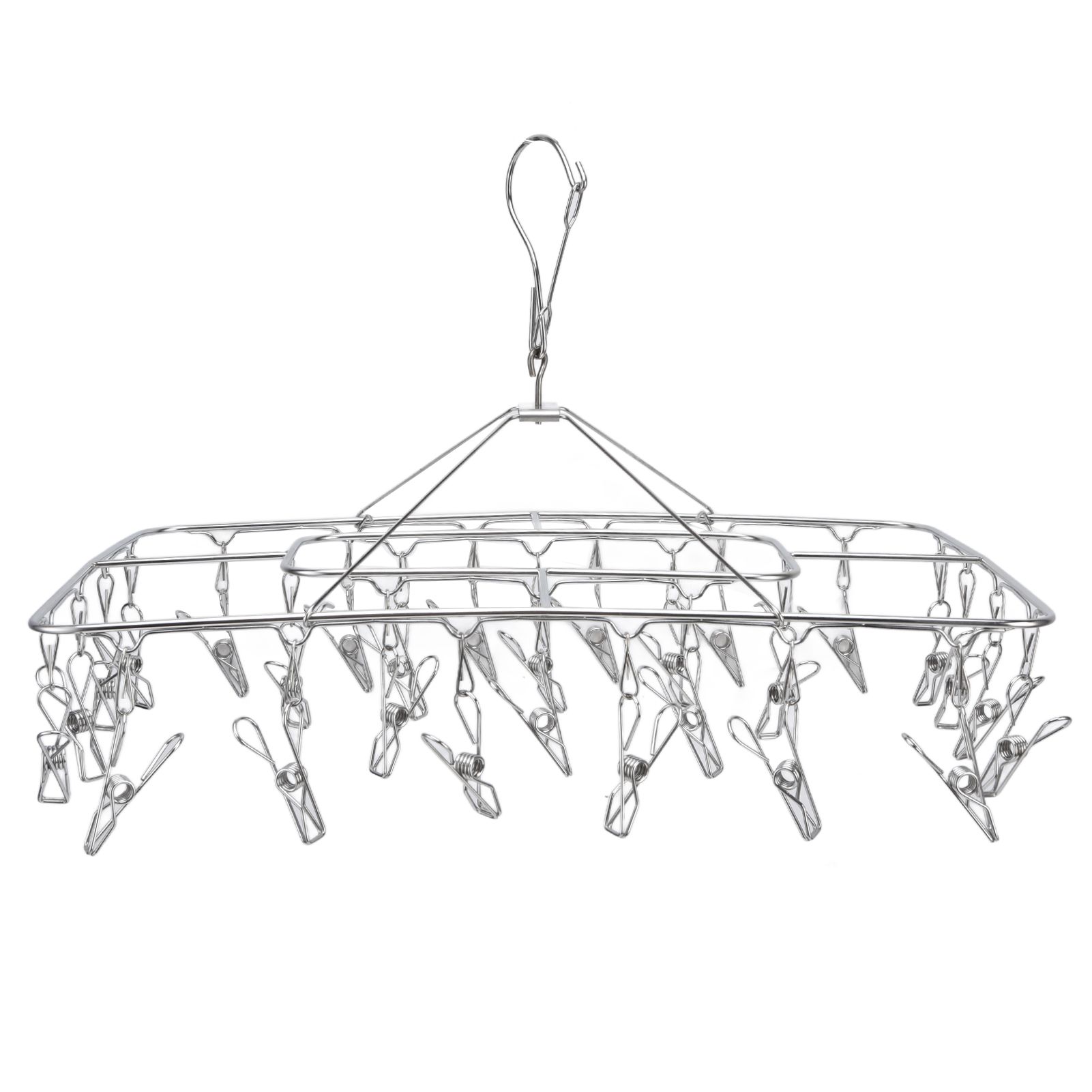 Clothes Drying Rack with 28 Clips Stainless Steel Laundry Drying Hanger for Socks Towels Bras Underwear - Image 2