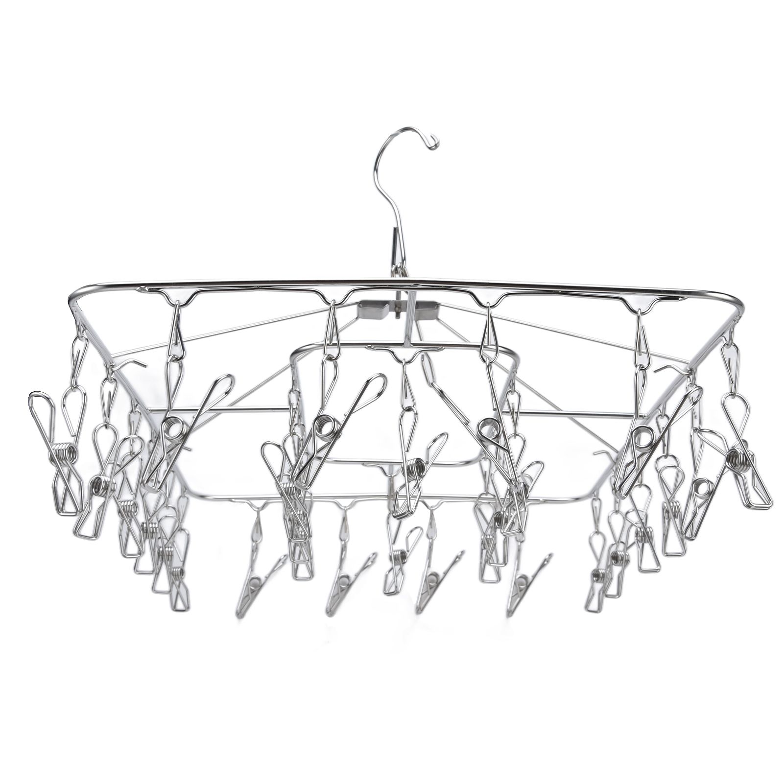 Clothes Drying Rack with 28 Clips Stainless Steel Laundry Drying Hanger for Socks Towels Bras Underwear - Image 3