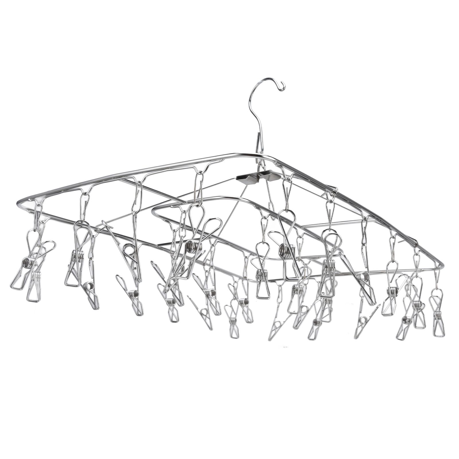 Clothes Drying Rack with 28 Clips Stainless Steel Laundry Drying Hanger for Socks Towels Bras Underwear - Image 4