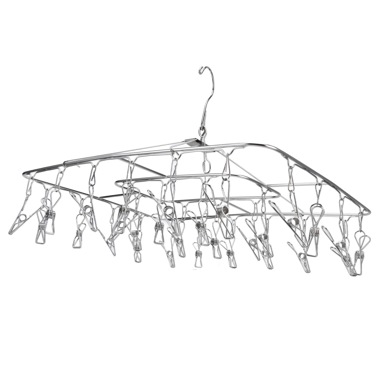 Clothes Drying Rack with 28 Clips Stainless Steel Laundry Drying Hanger for Socks Towels Bras Underwear - Image 5