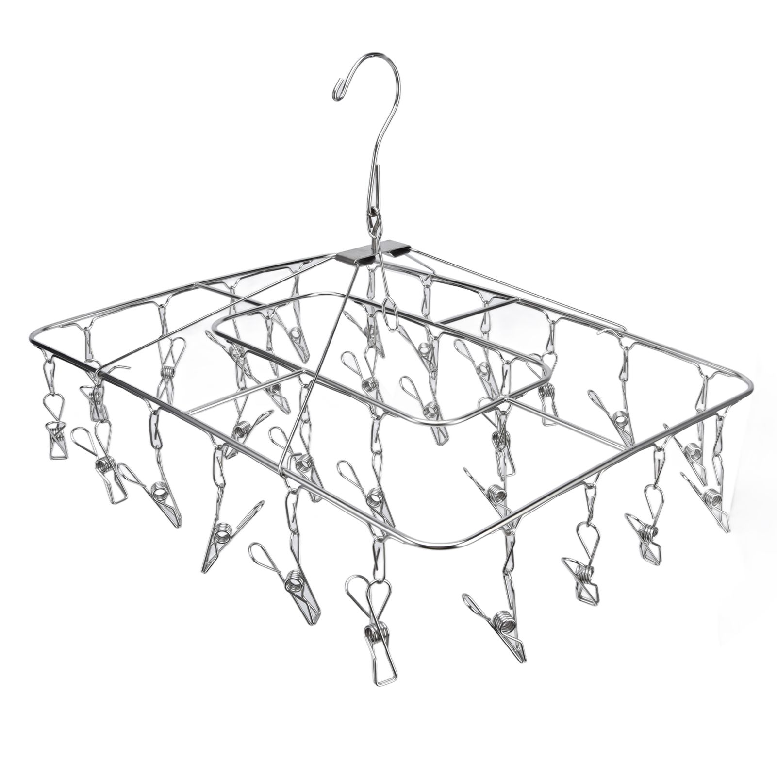 Clothes Drying Rack with 28 Clips Stainless Steel Laundry Drying Hanger for Socks Towels Bras Underwear - Image 7
