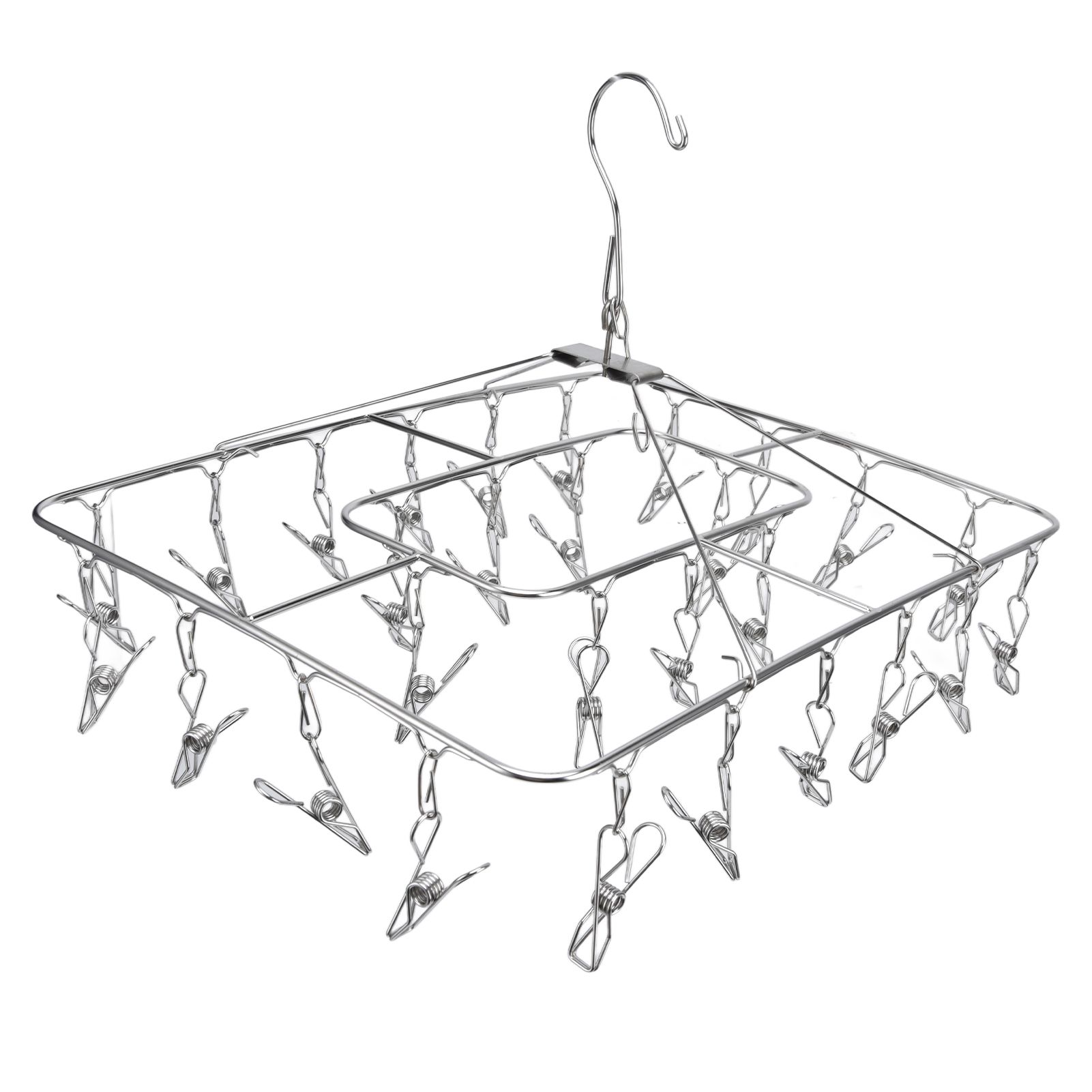 Clothes Drying Rack with 28 Clips Stainless Steel Laundry Drying Hanger for Socks Towels Bras Underwear - Image 8