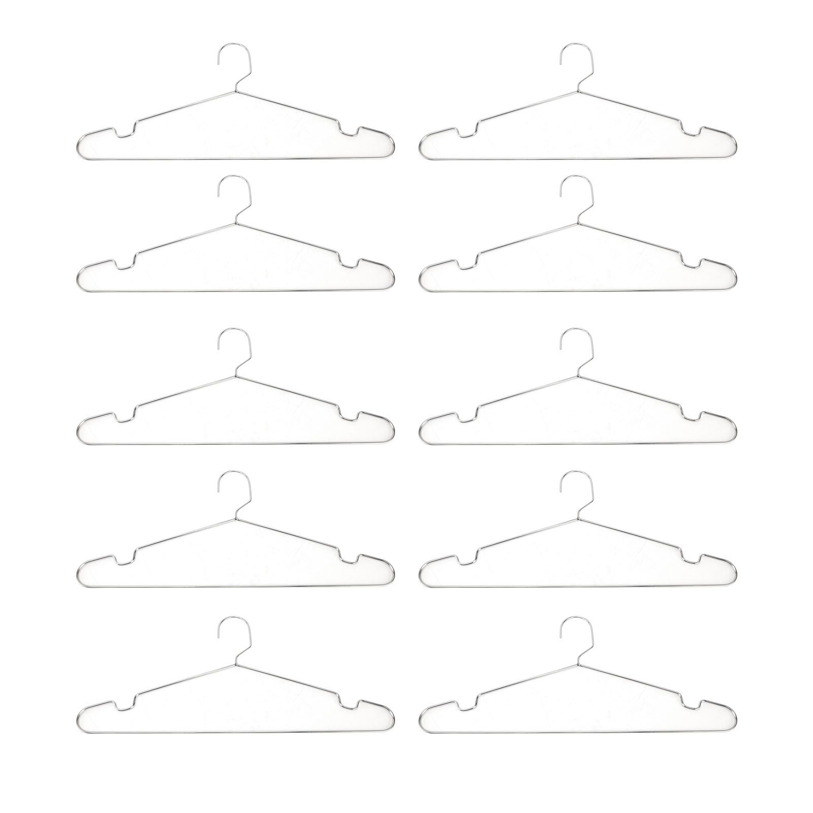 10pcs Clothes Hangers Stainless Steel Heavy Duty Prevent Slip Space Saving Coat Drying Hangers - Image 1
