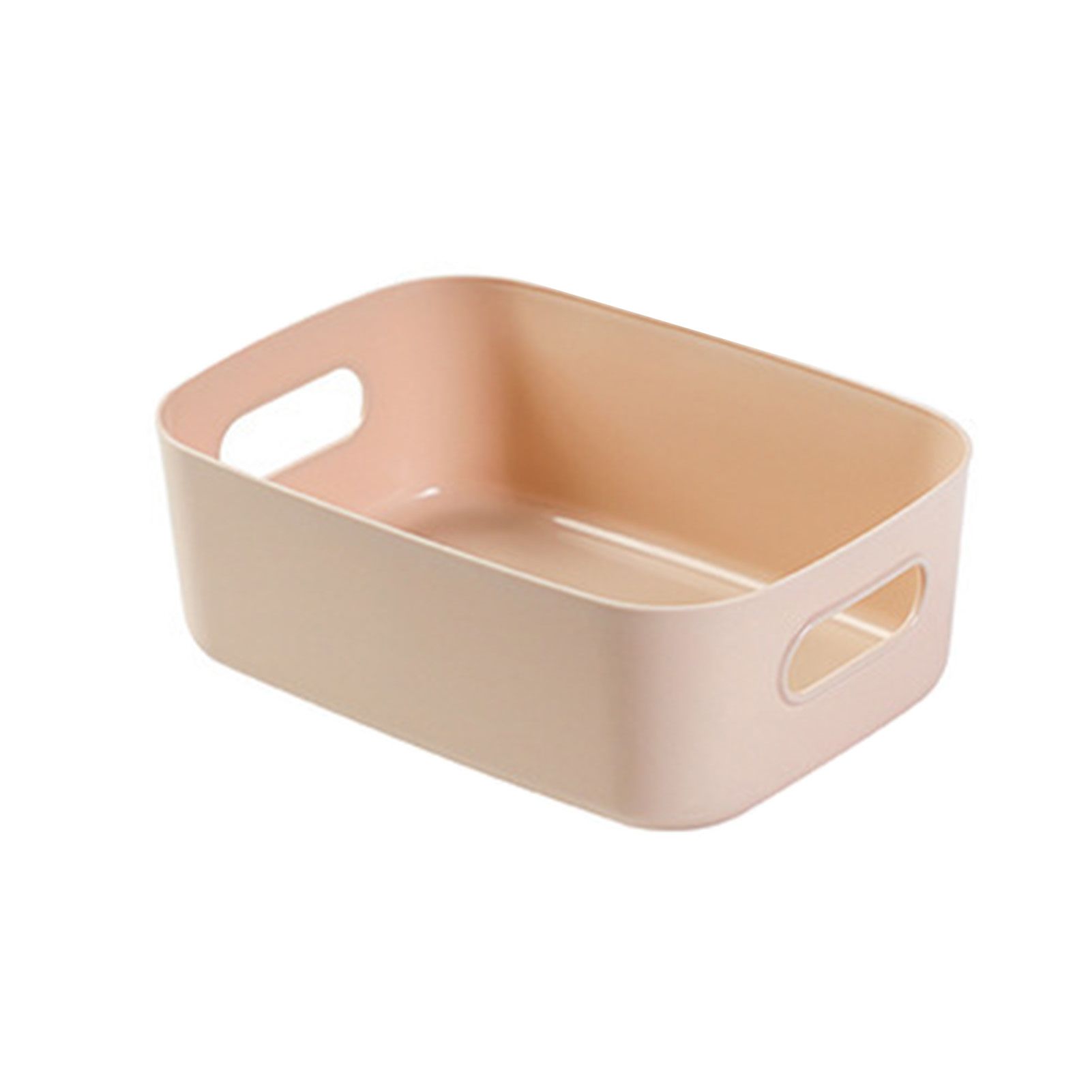 Desktop Storage Basket PP Cosmetic Storages Box Desktops Sundries Organizer with Handle for HouseholdSmall Apricot - Image 1