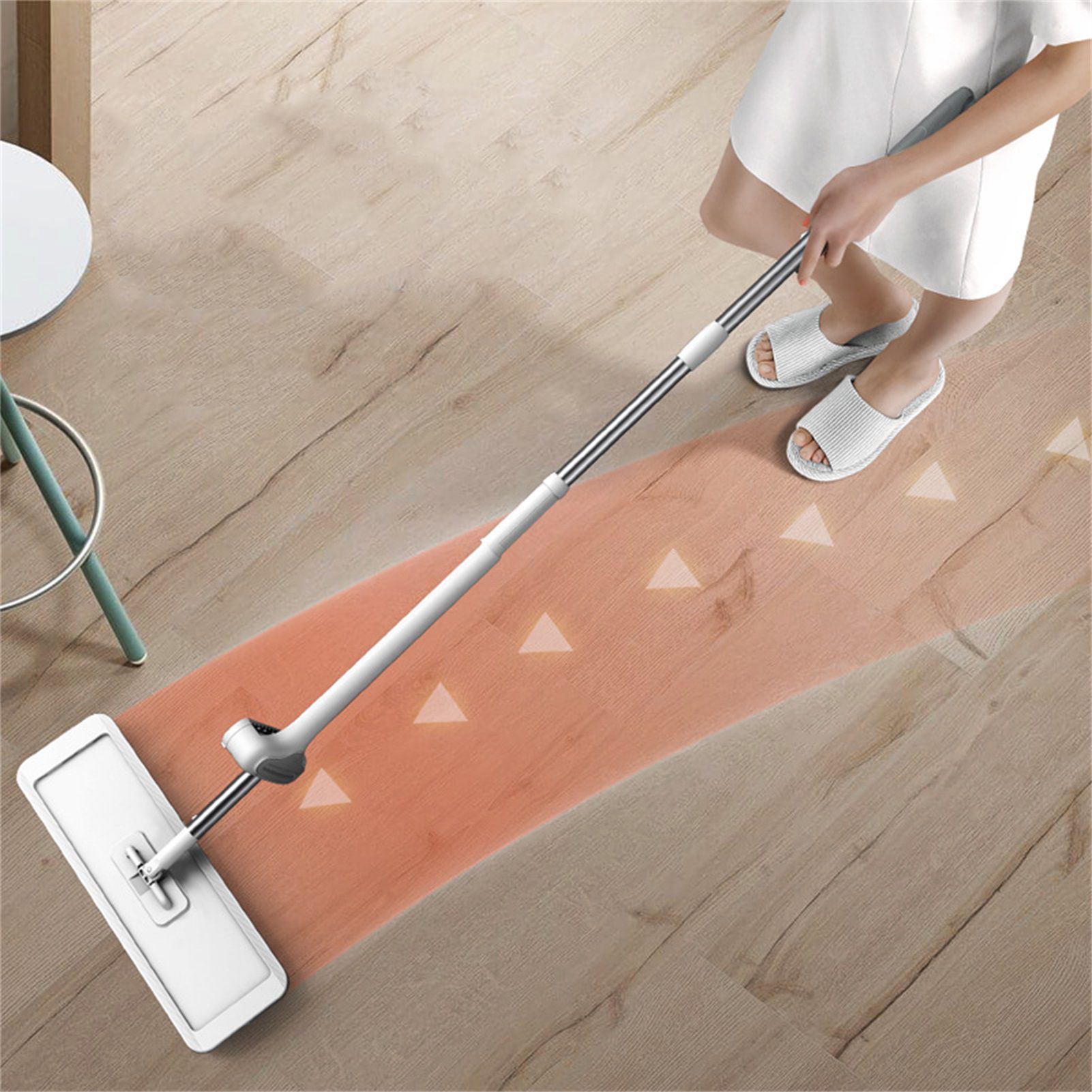 Microfiber Flat Mop Hand Wash Free Long Handle Large Flat Mop Dry Wet Use Floor Cleaning Tool White 36 Plate Set with 1 Cloth - Image 3