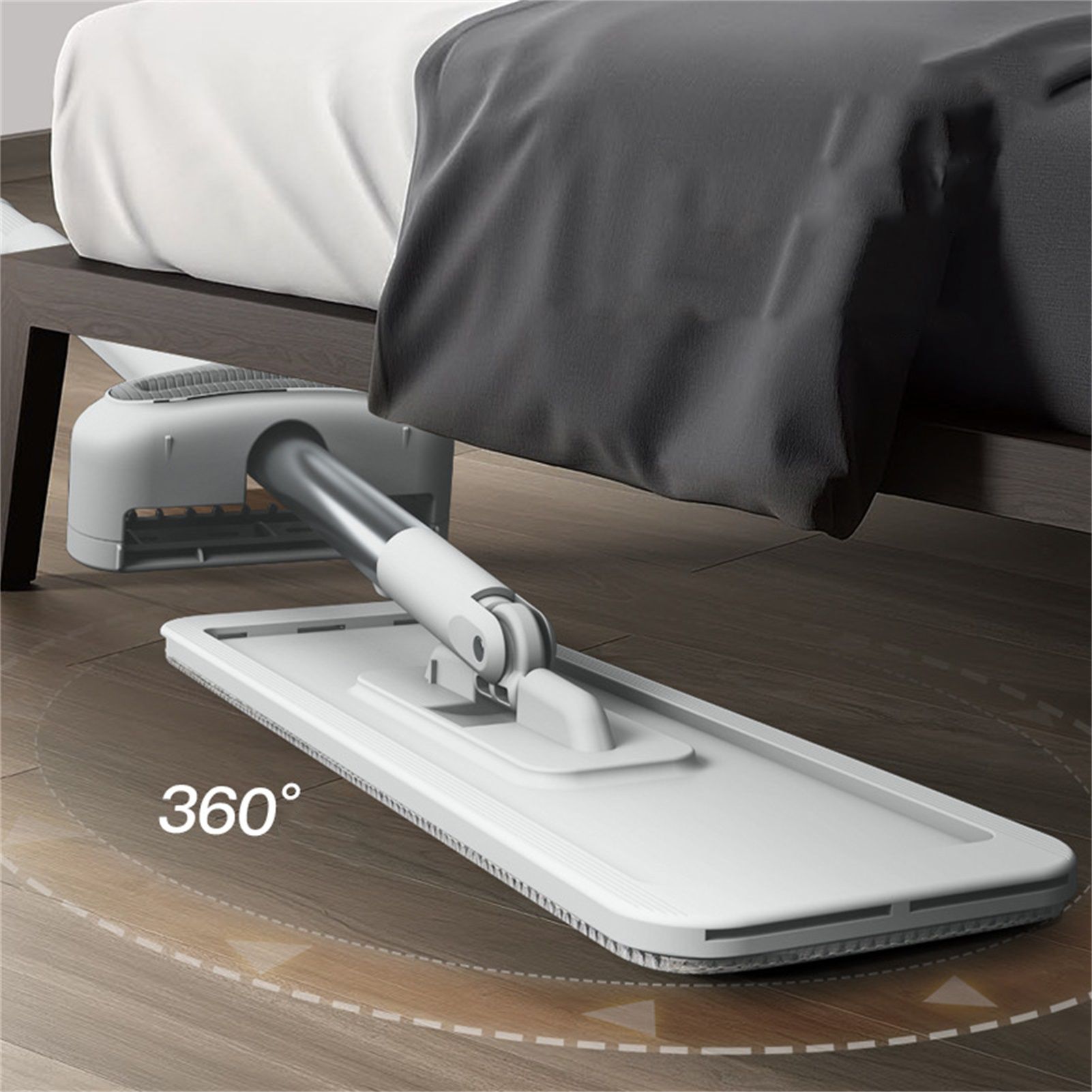 Microfiber Flat Mop Hand Wash Free Long Handle Large Flat Mop Dry Wet Use Floor Cleaning Tool White 36 Plate Set with 3 Cloth - Image 5