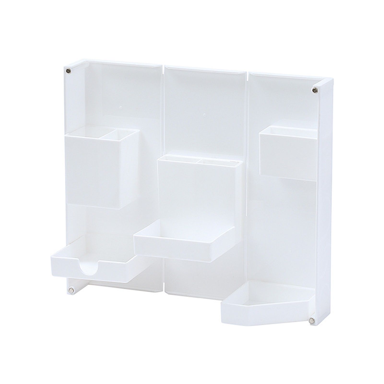 Folding Standable Stationery Box Office Pencil Holder Desktop Magnetic Plastic Makeup Case White - Image 1