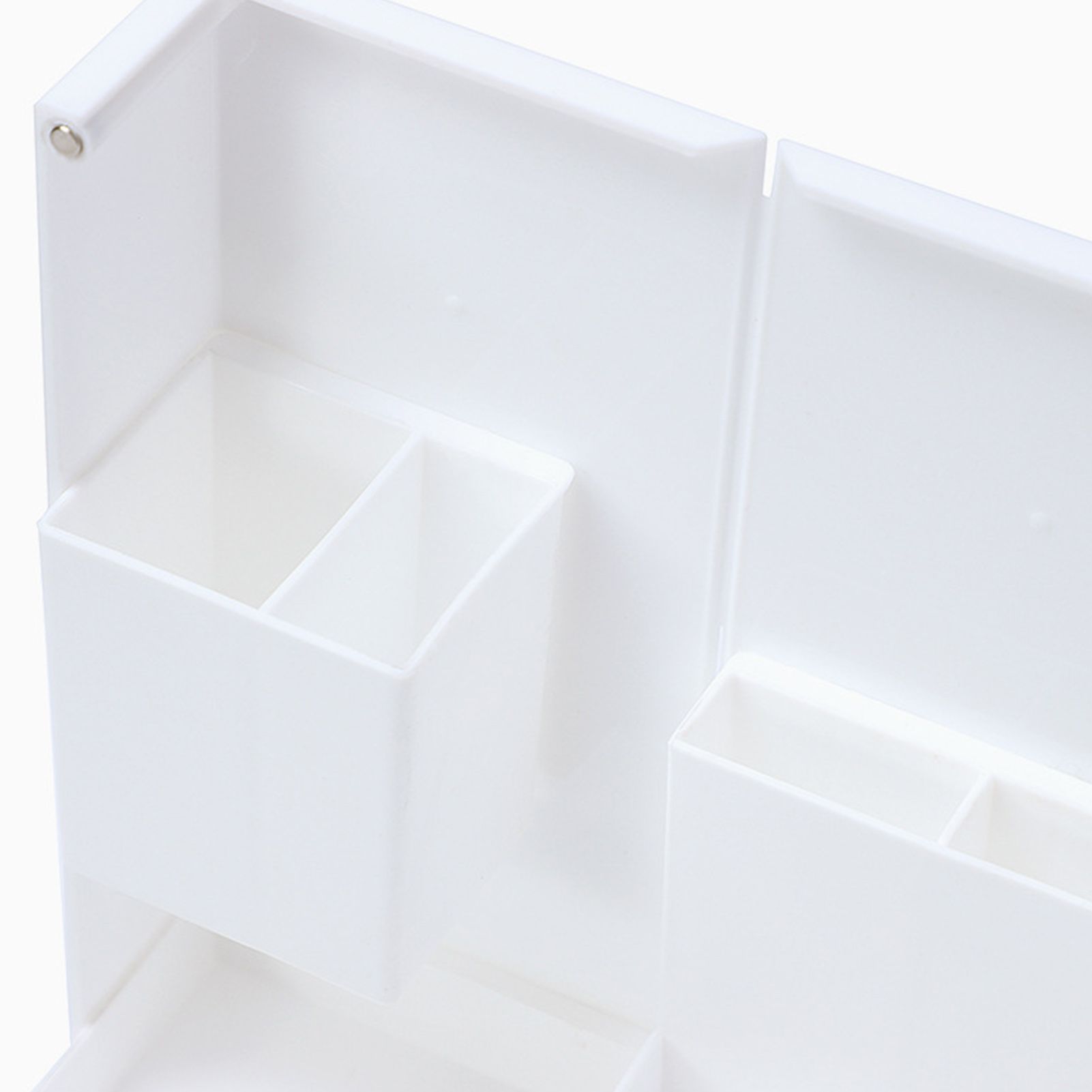 Folding Standable Stationery Box Office Pencil Holder Desktop Magnetic Plastic Makeup Case White - Image 6