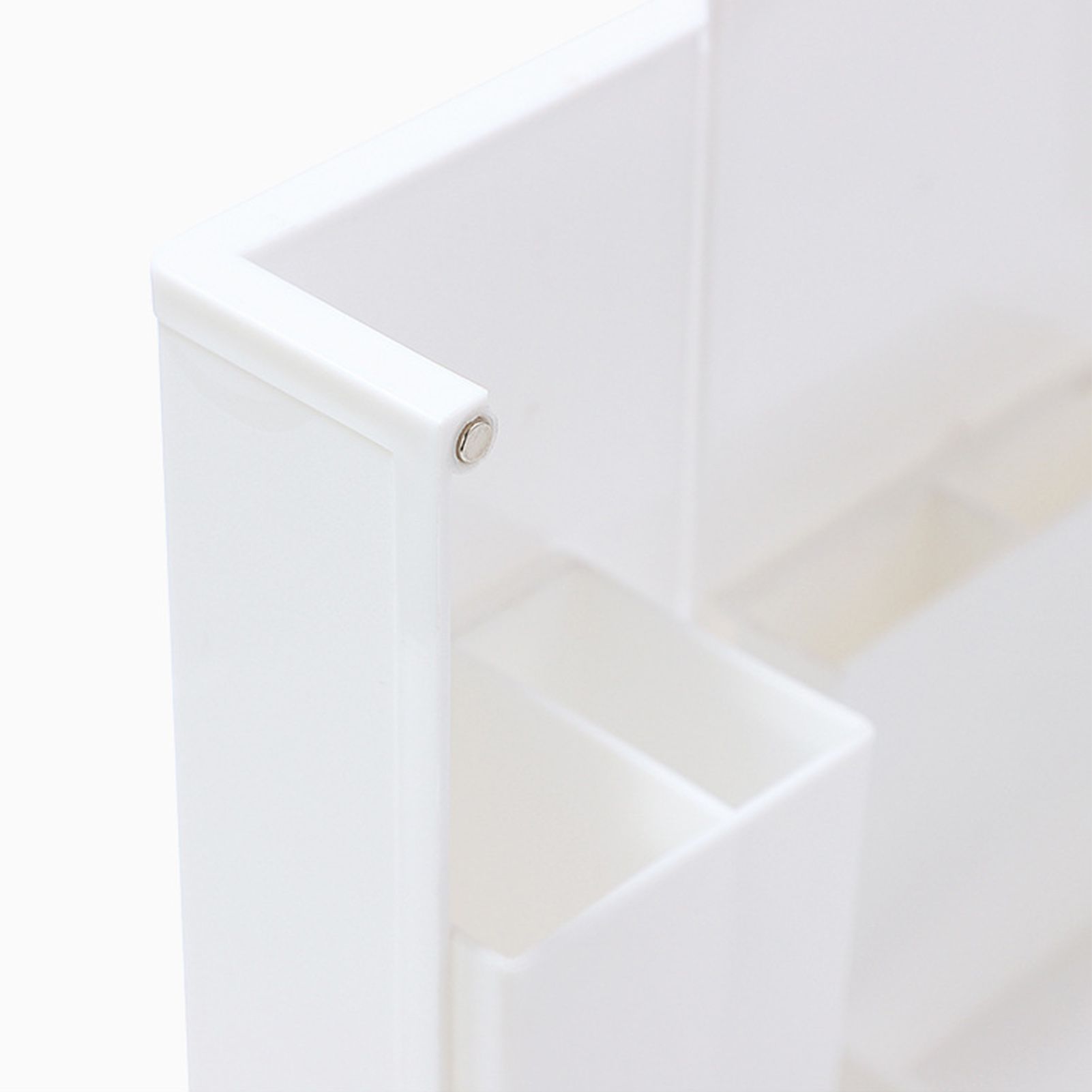 Folding Standable Stationery Box Office Pencil Holder Desktop Magnetic Plastic Makeup Case White - Image 7