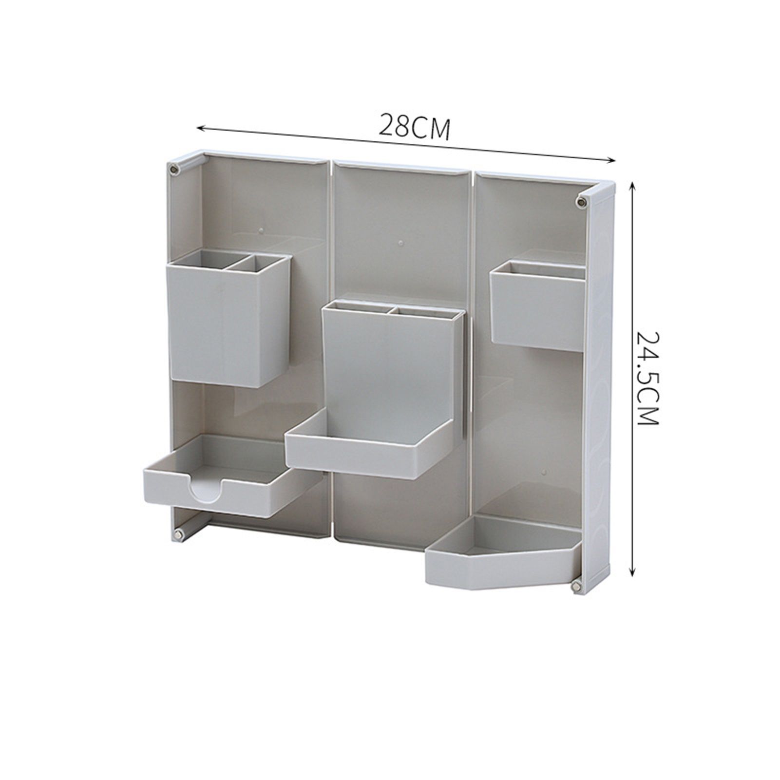 Folding Standable Stationery Box Office Pencil Holder Desktop Magnetic Plastic Makeup Case Gray - Image 2