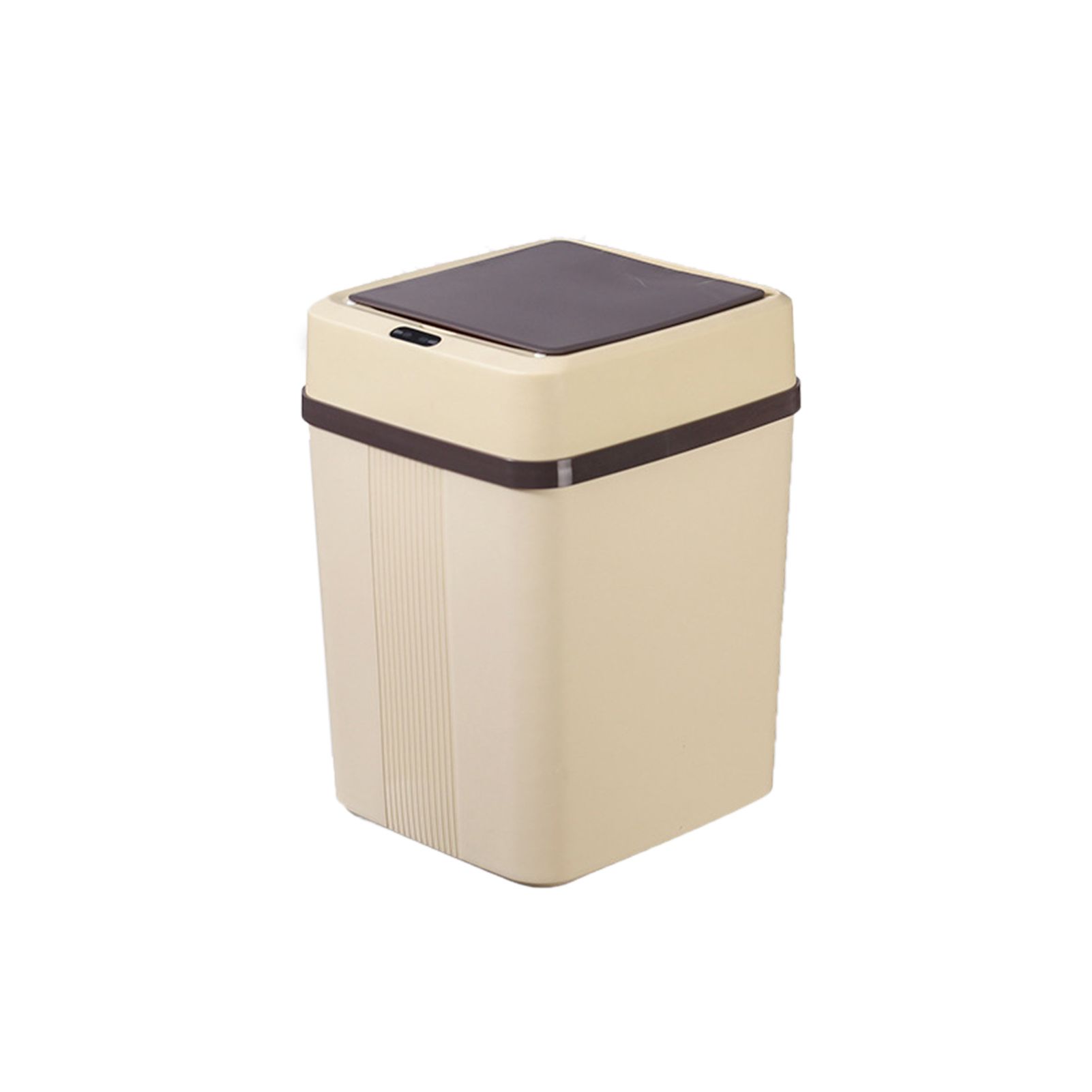 Trash Can 12L Smart Sensor Stable Dealing Cover Simple Style Automatic Touchless Garbage Bin for Home Khaki Battery Powered - Image 1