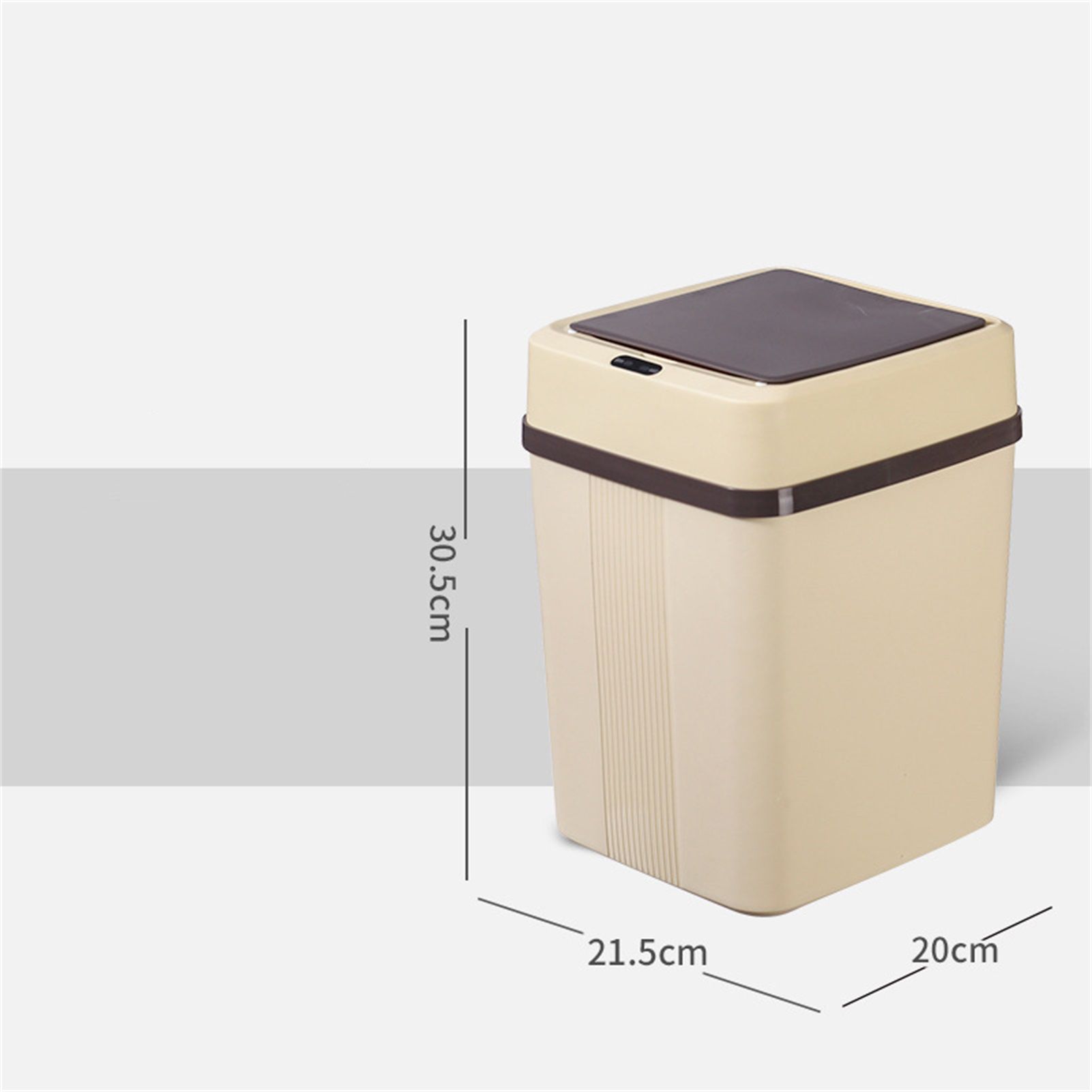 Trash Can 12L Smart Sensor Stable Dealing Cover Simple Style Automatic Touchless Garbage Bin for Home Khaki Battery Powered - Image 3