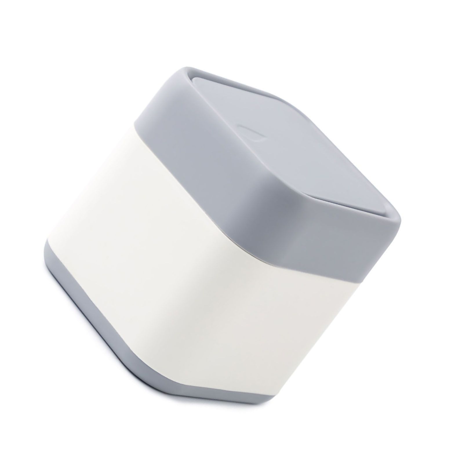 Desktop Trash Can Cute Drop Resistant Portable Tiny Desktop Garbage Bin with Detachable Lid for Car and Home Snap On [Grey Beige] - Image 3