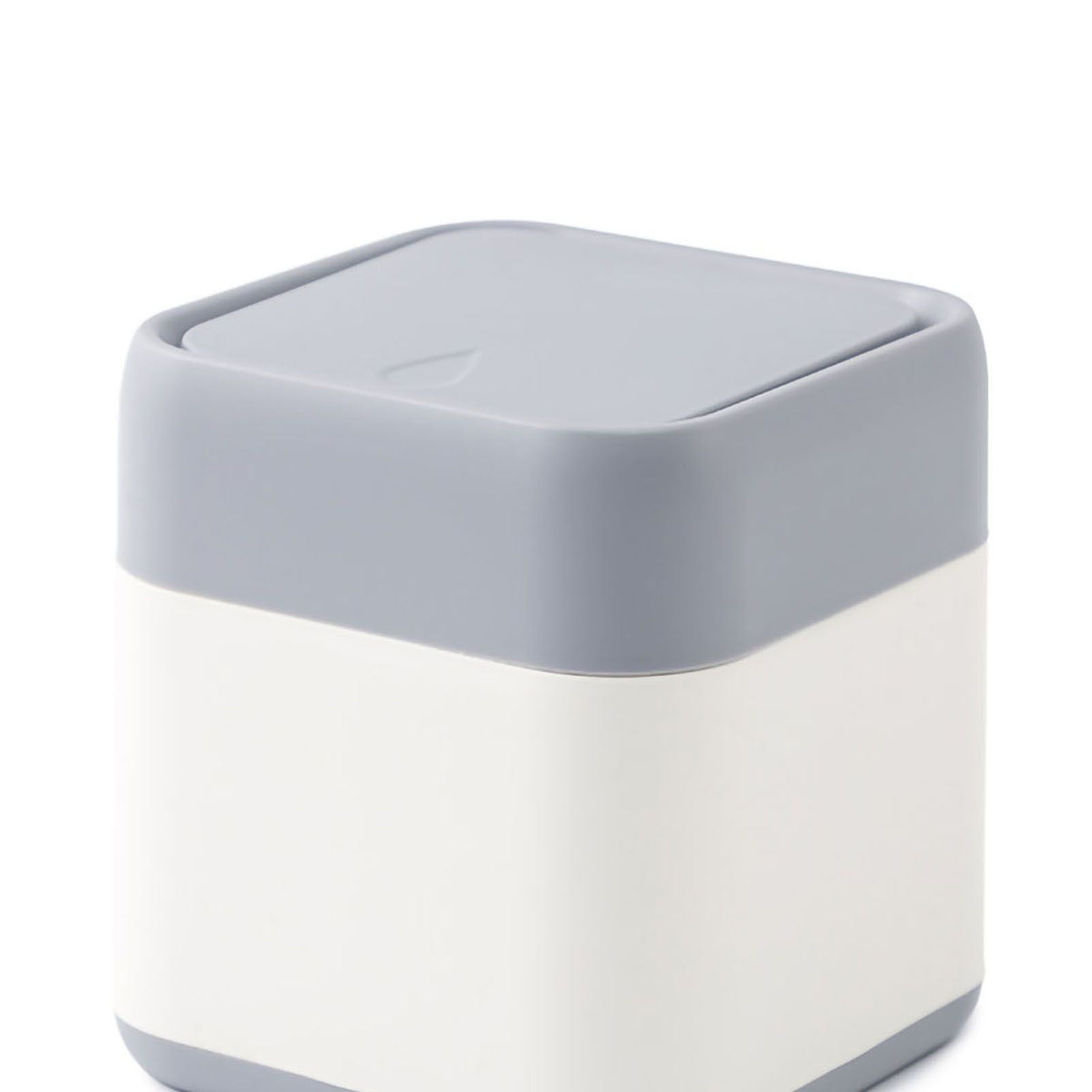 Desktop Trash Can Cute Drop Resistant Portable Tiny Desktop Garbage Bin with Detachable Lid for Car and Home Snap On [Grey Beige] - Image 5