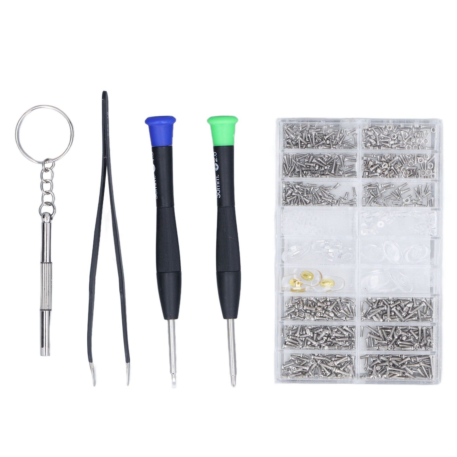 Eyeglass Repair Kit Tiny Stainless Steel Sunglass Screws Repair Kit with Screwdriver Tweezer for Watches Glasses - Image 1