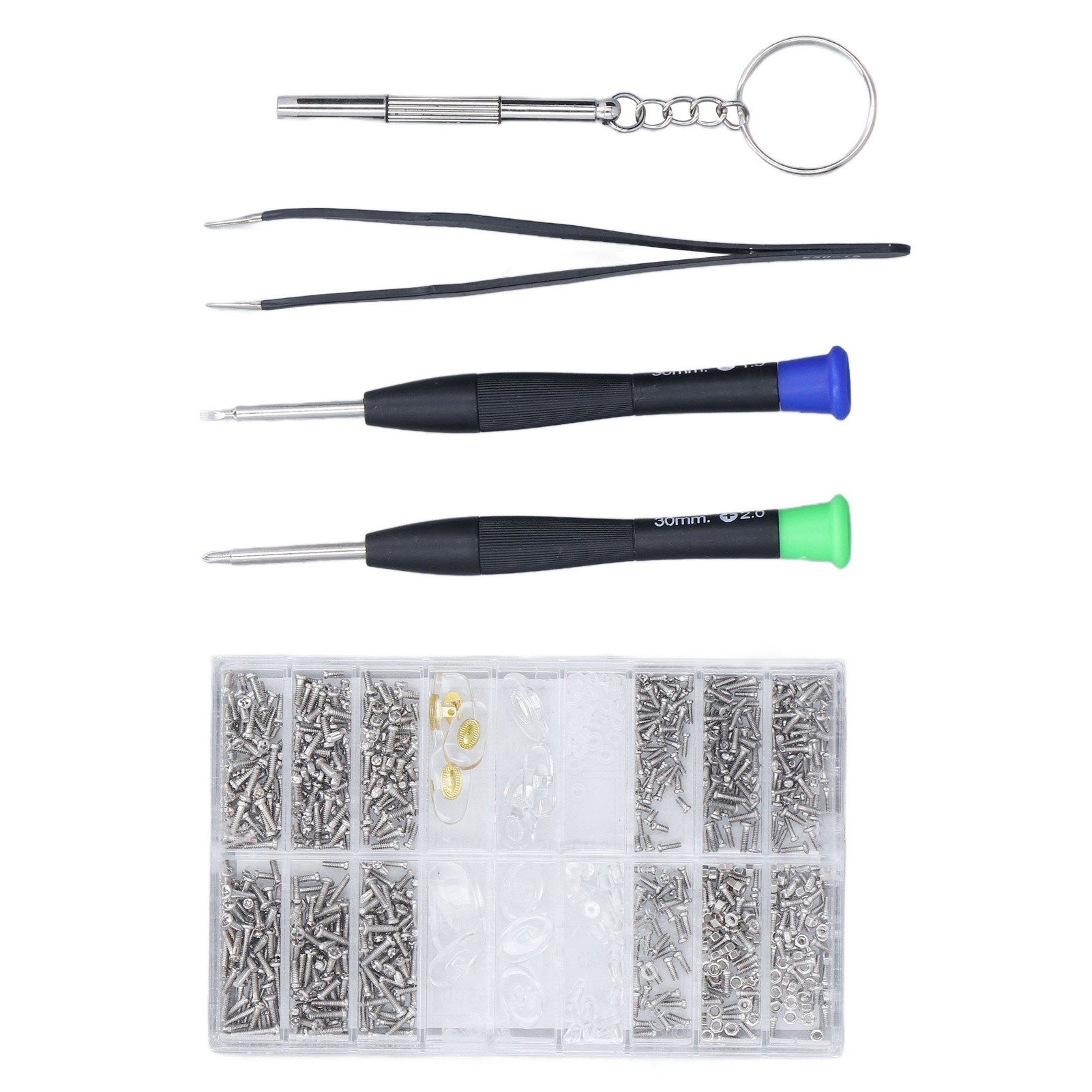 Eyeglass Repair Kit Tiny Stainless Steel Sunglass Screws Repair Kit with Screwdriver Tweezer for Watches Glasses - Image 2
