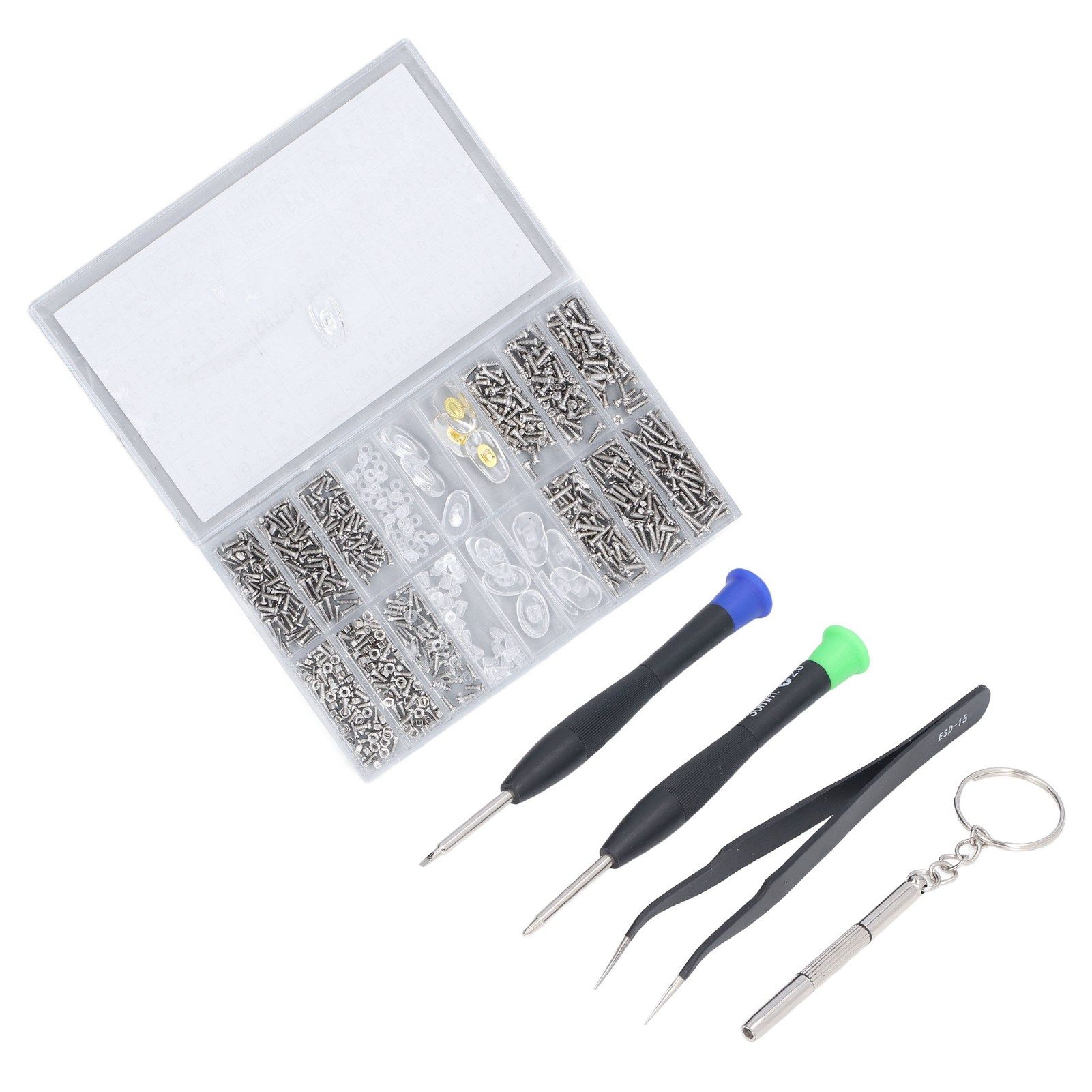 Eyeglass Repair Kit Tiny Stainless Steel Sunglass Screws Repair Kit with Screwdriver Tweezer for Watches Glasses - Image 7