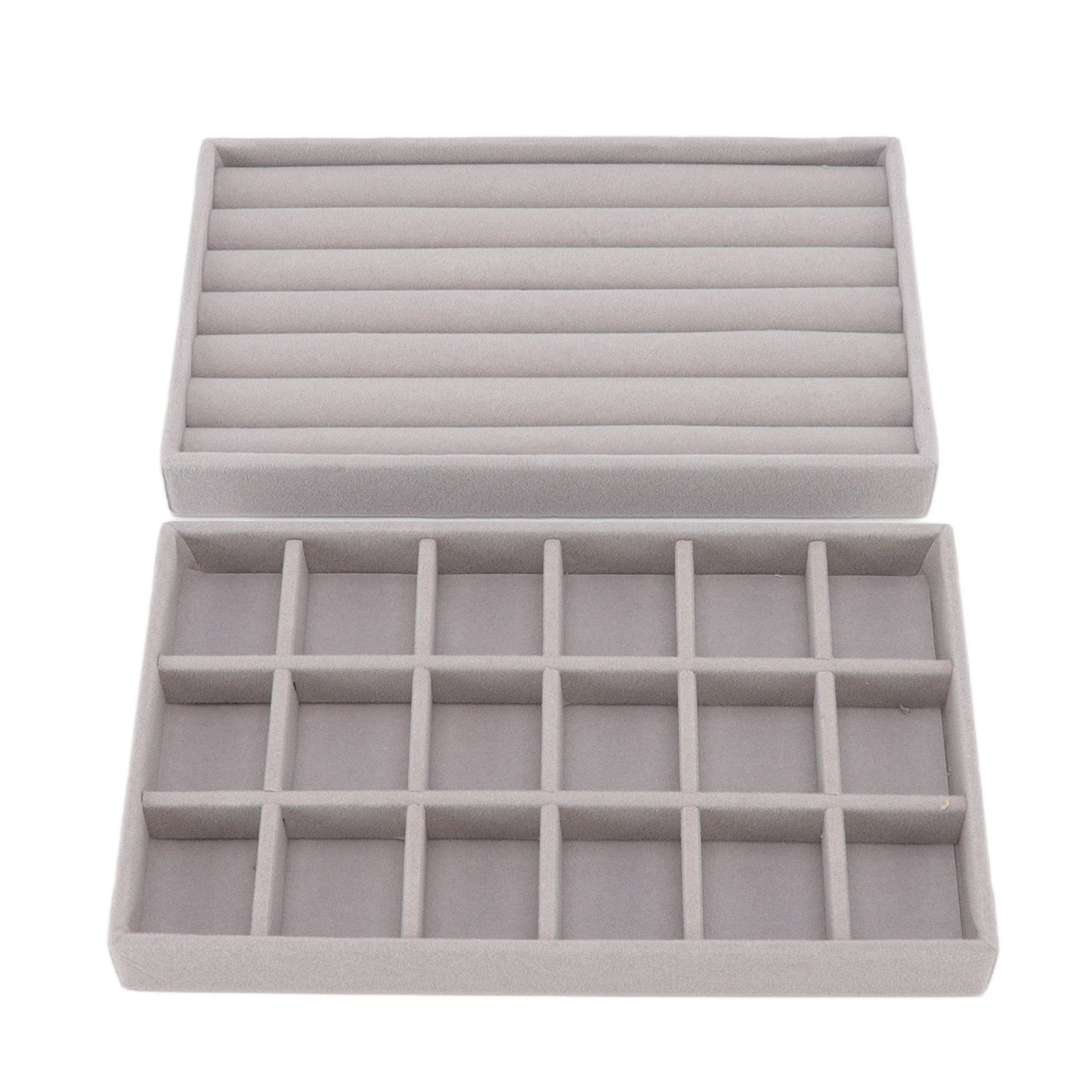 Jewelry Storage Box Various Grid Space Saving Flocked Cloth Jewelry Selection Display Storage Box for Girls - Image 1