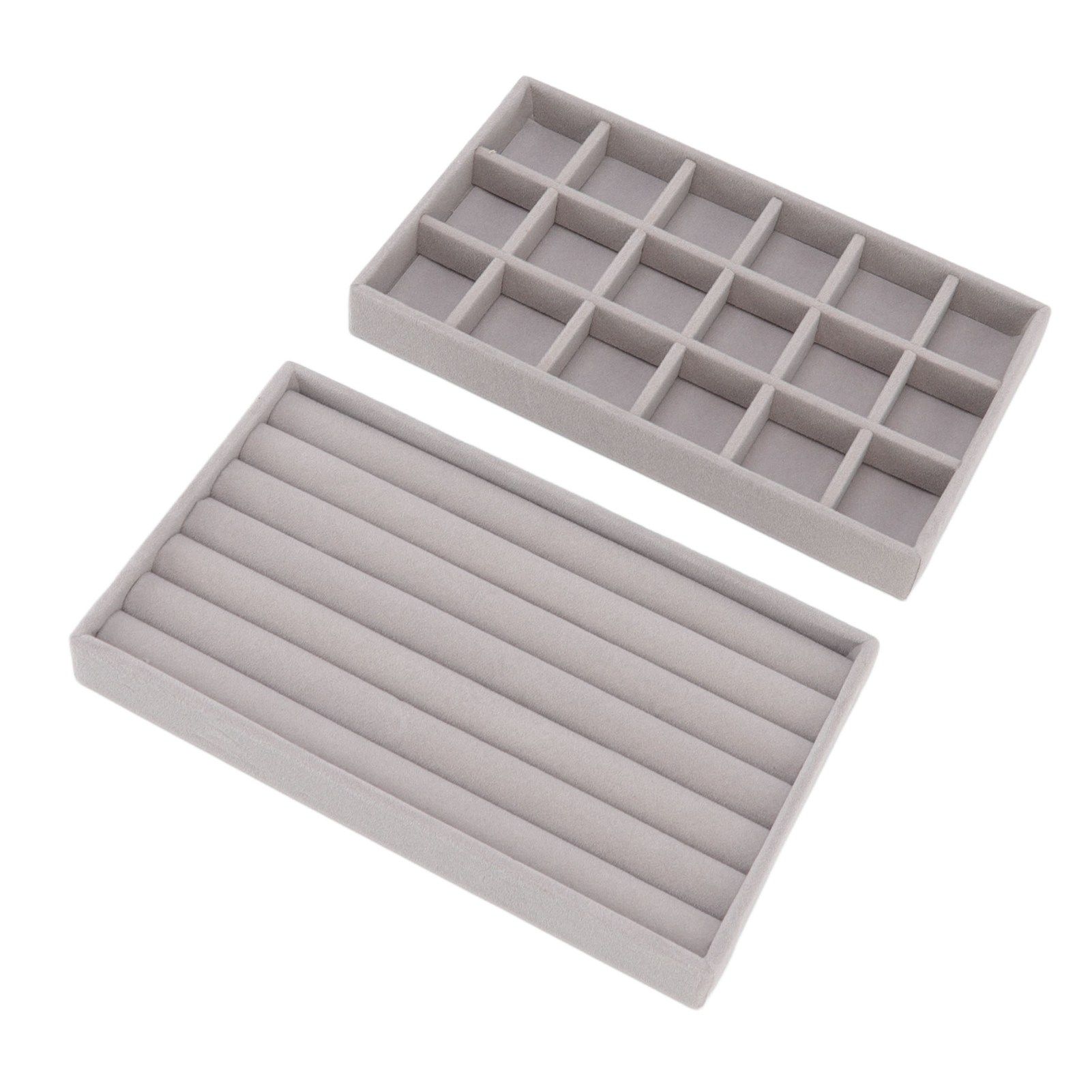 Jewelry Storage Box Various Grid Space Saving Flocked Cloth Jewelry Selection Display Storage Box for Girls - Image 2