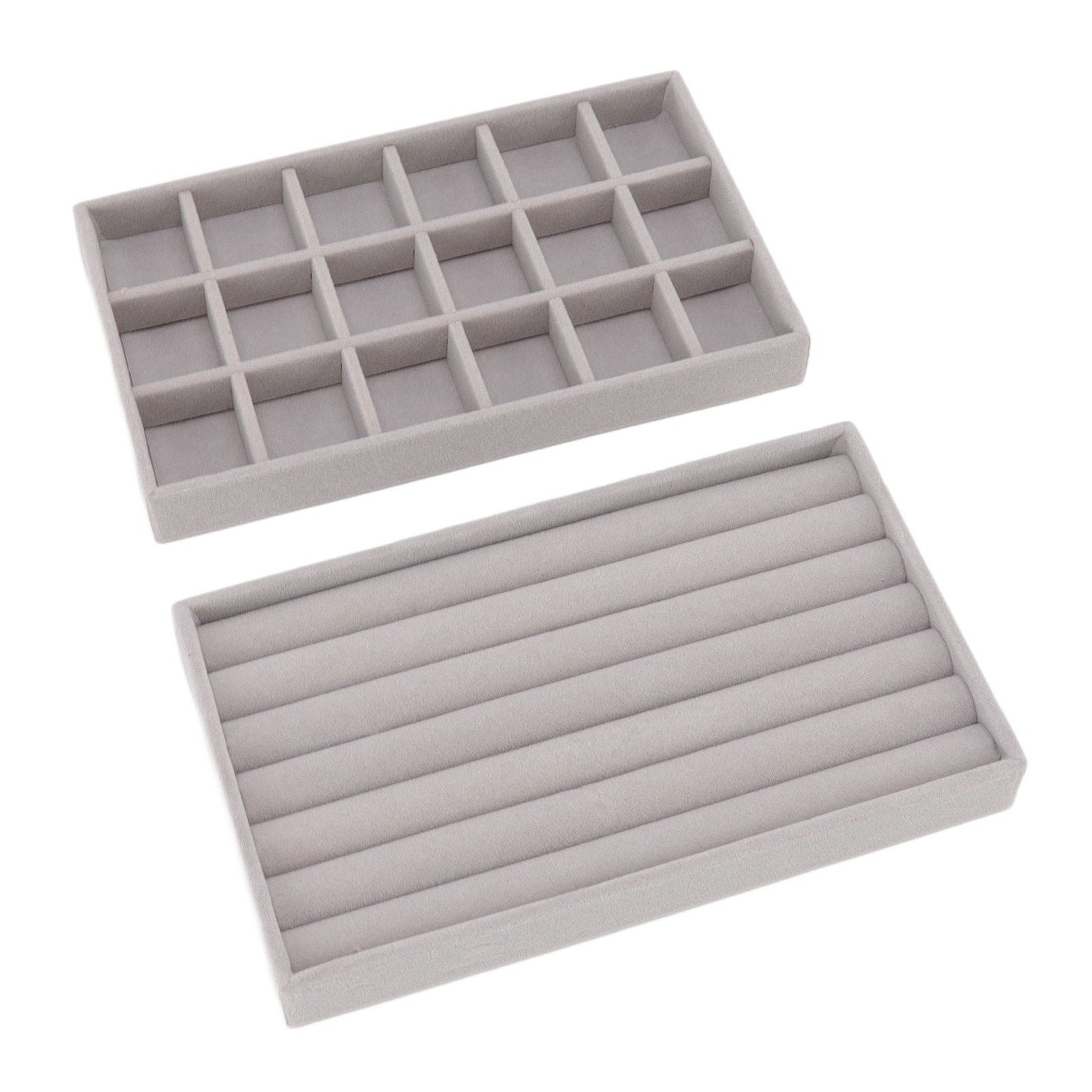 Jewelry Storage Box Various Grid Space Saving Flocked Cloth Jewelry Selection Display Storage Box for Girls - Image 6