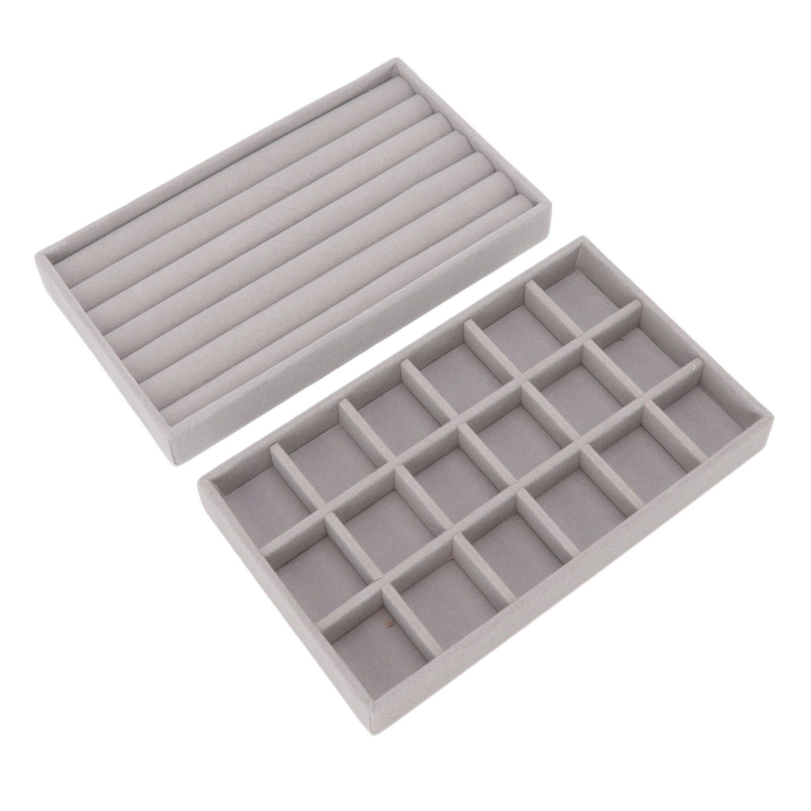 Jewelry Storage Box Various Grid Space Saving Flocked Cloth Jewelry Selection Display Storage Box for Girls - Image 7