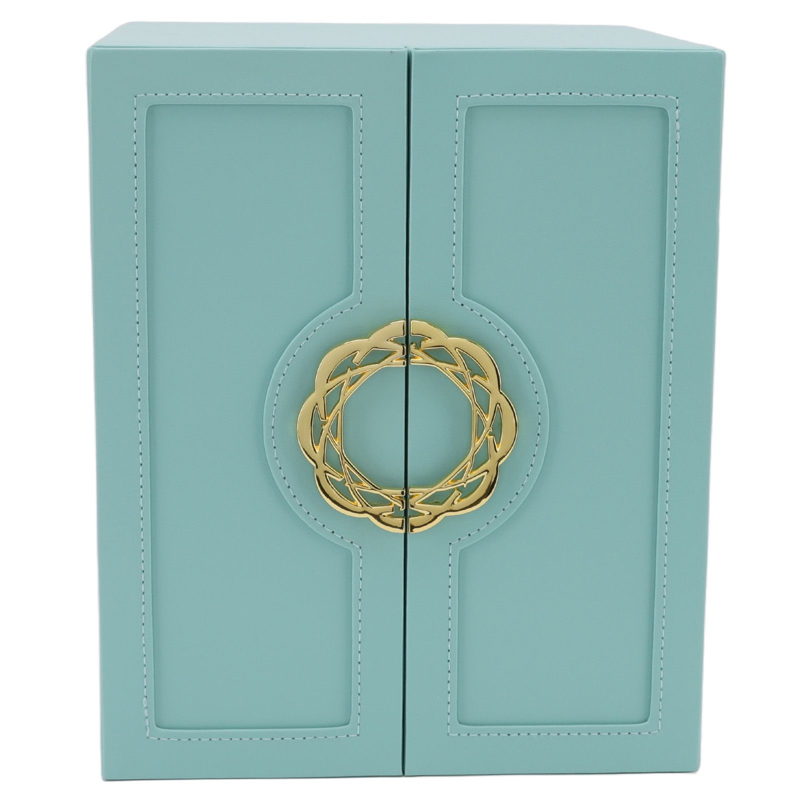 Jewelry Storage Box Leather Double Door Green European Style Storage Case for Necklace Earring Watch Bracelet - Image 1