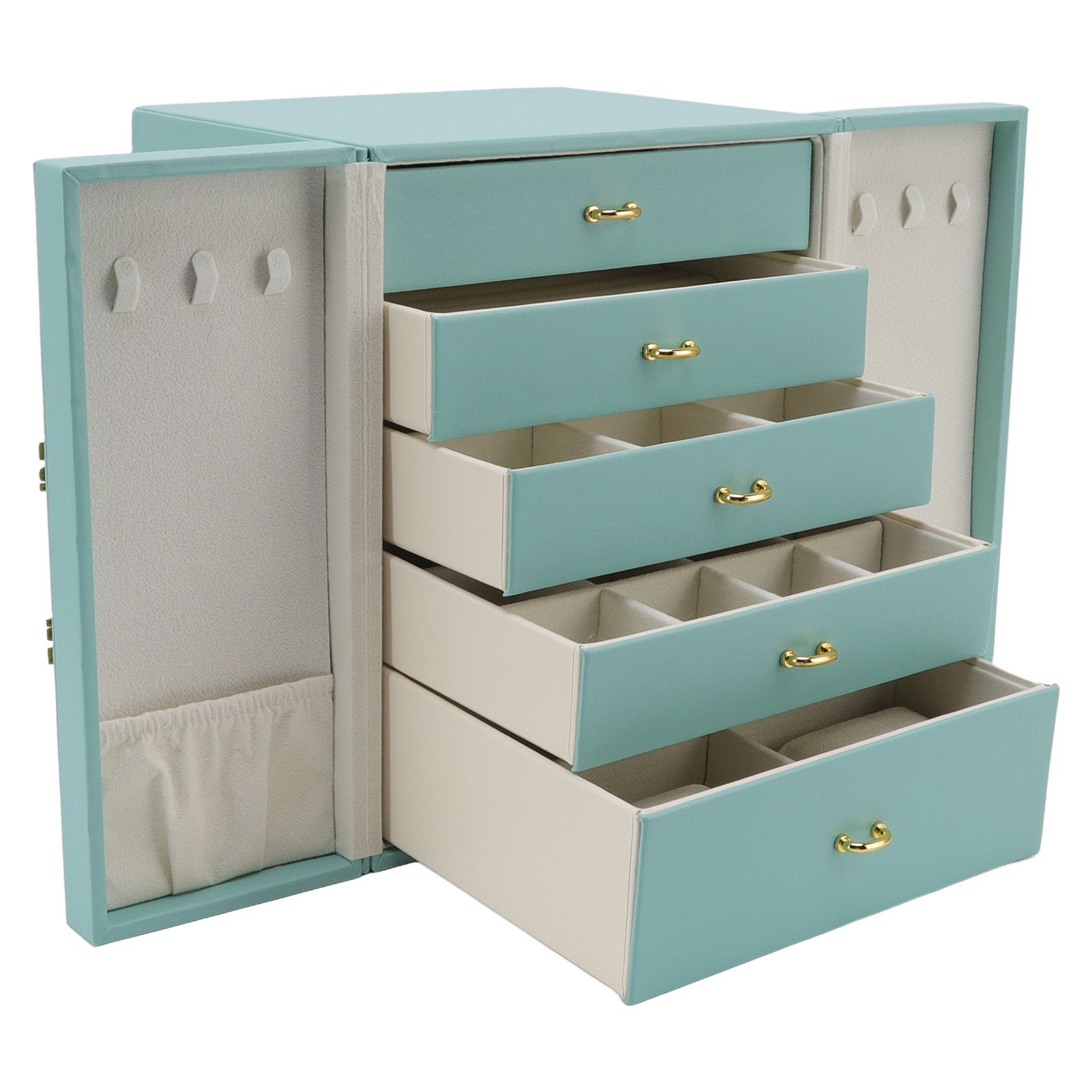 Jewelry Storage Box Leather Double Door Green European Style Storage Case for Necklace Earring Watch Bracelet - Image 2