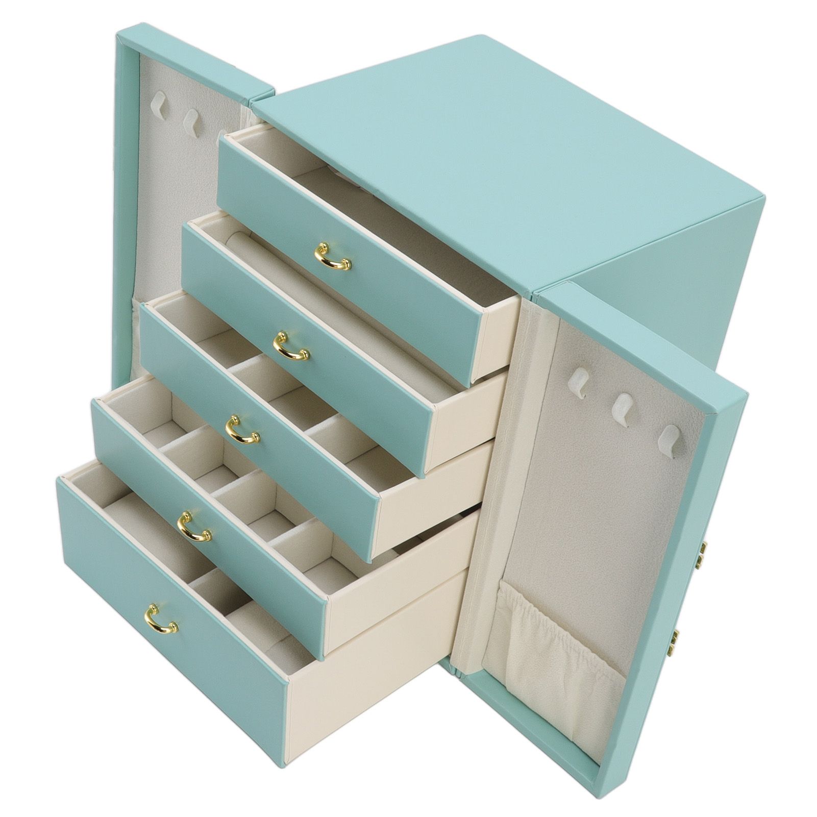 Jewelry Storage Box Leather Double Door Green European Style Storage Case for Necklace Earring Watch Bracelet - Image 3