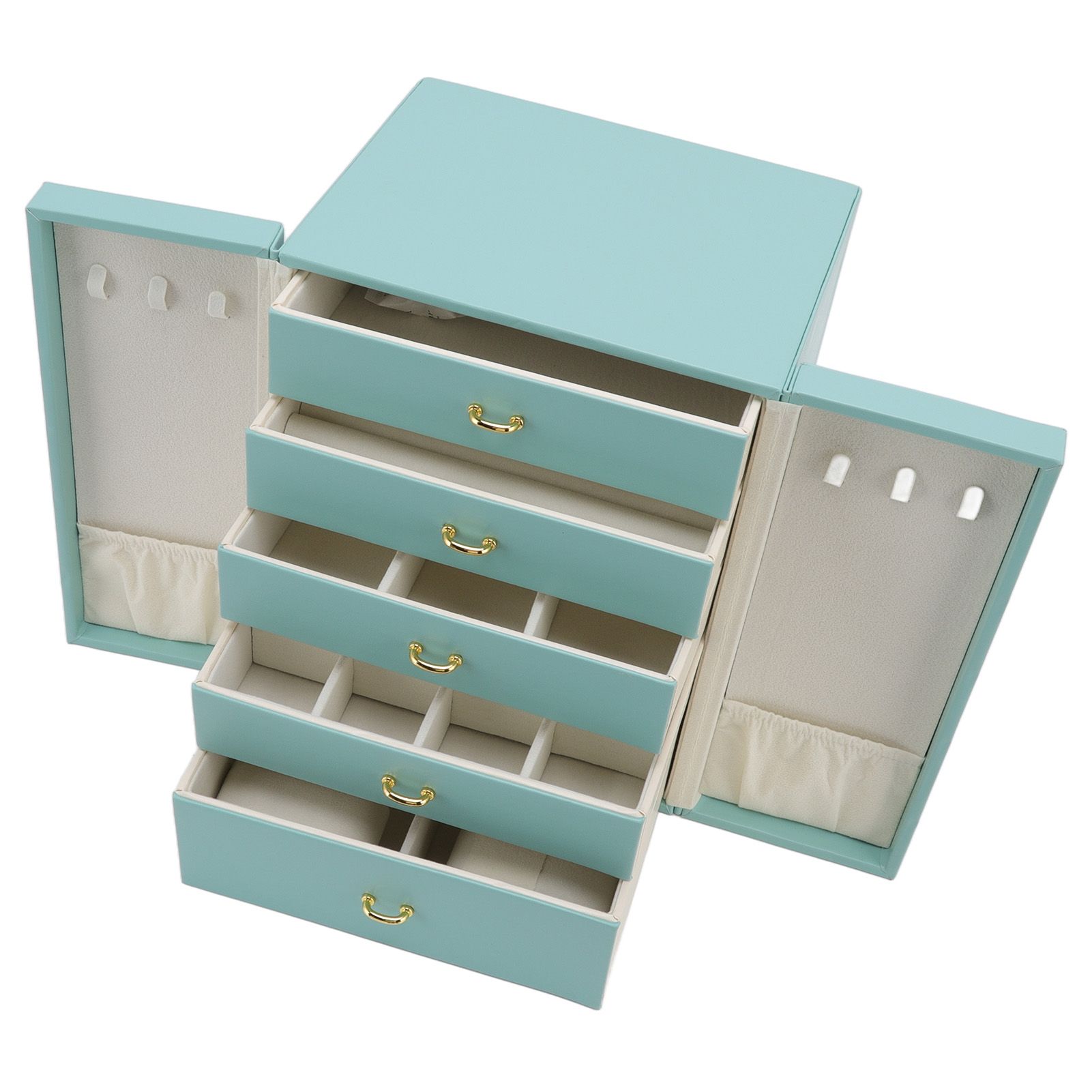 Jewelry Storage Box Leather Double Door Green European Style Storage Case for Necklace Earring Watch Bracelet - Image 4