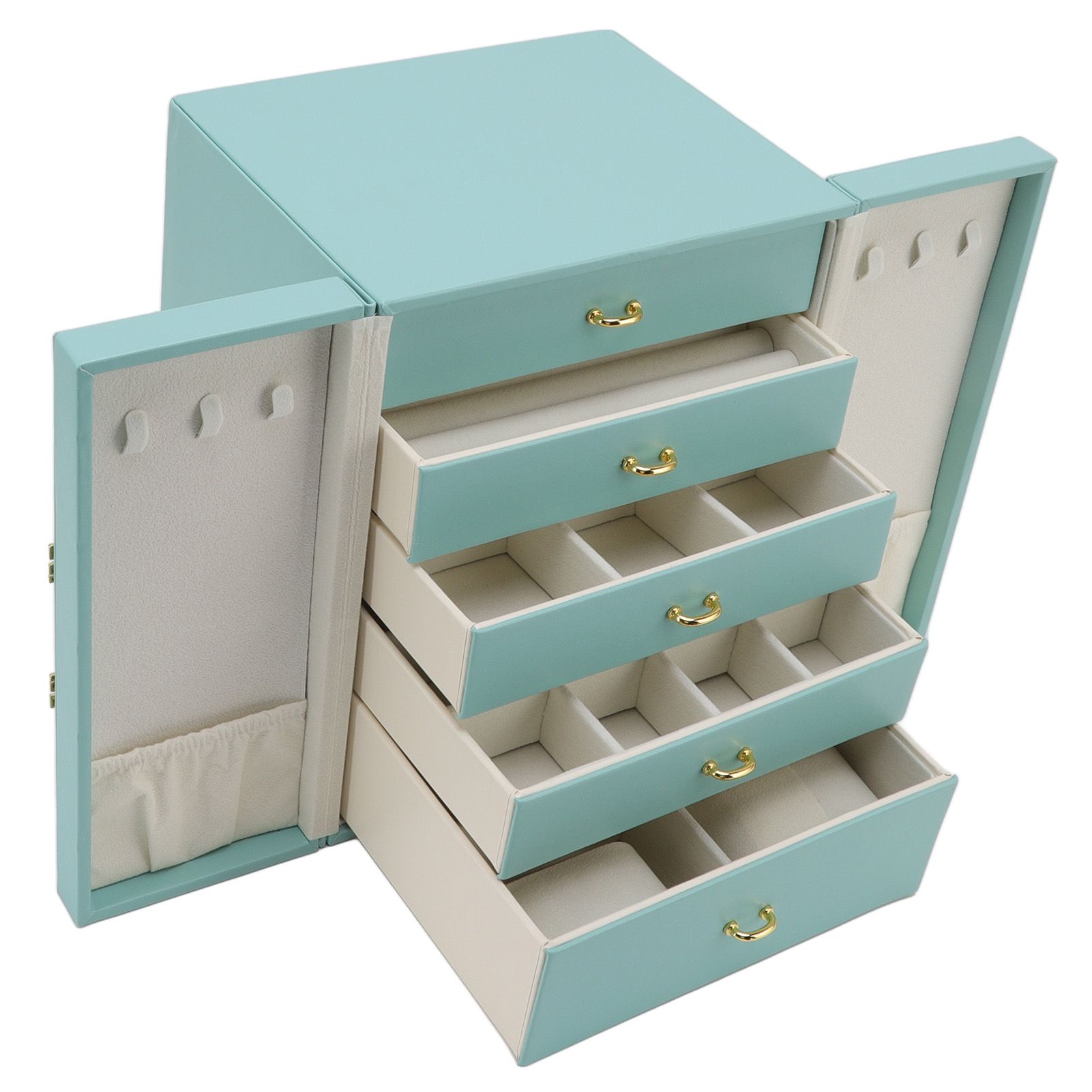 Jewelry Storage Box Leather Double Door Green European Style Storage Case for Necklace Earring Watch Bracelet - Image 5
