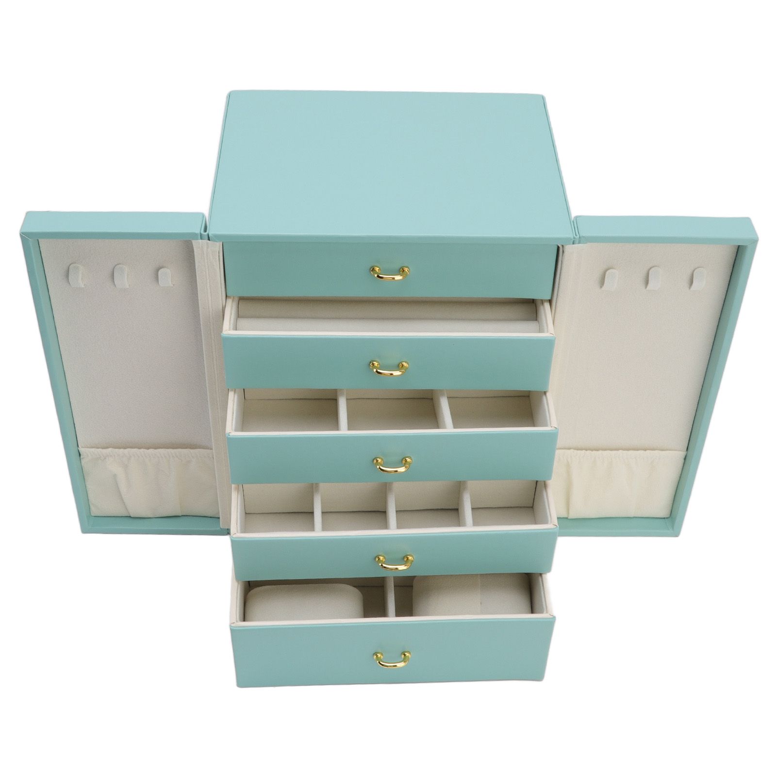 Jewelry Storage Box Leather Double Door Green European Style Storage Case for Necklace Earring Watch Bracelet - Image 6