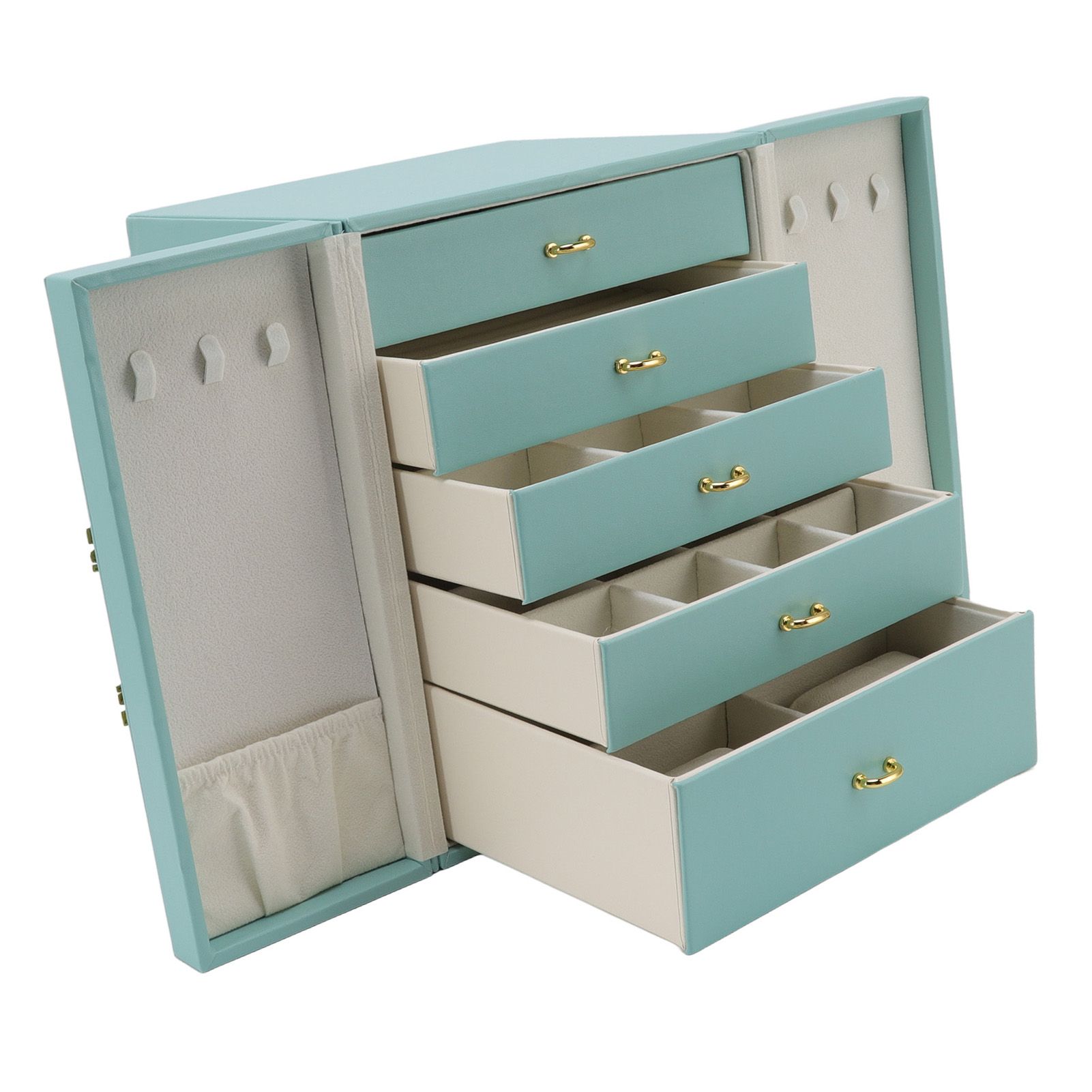 Jewelry Storage Box Leather Double Door Green European Style Storage Case for Necklace Earring Watch Bracelet - Image 7