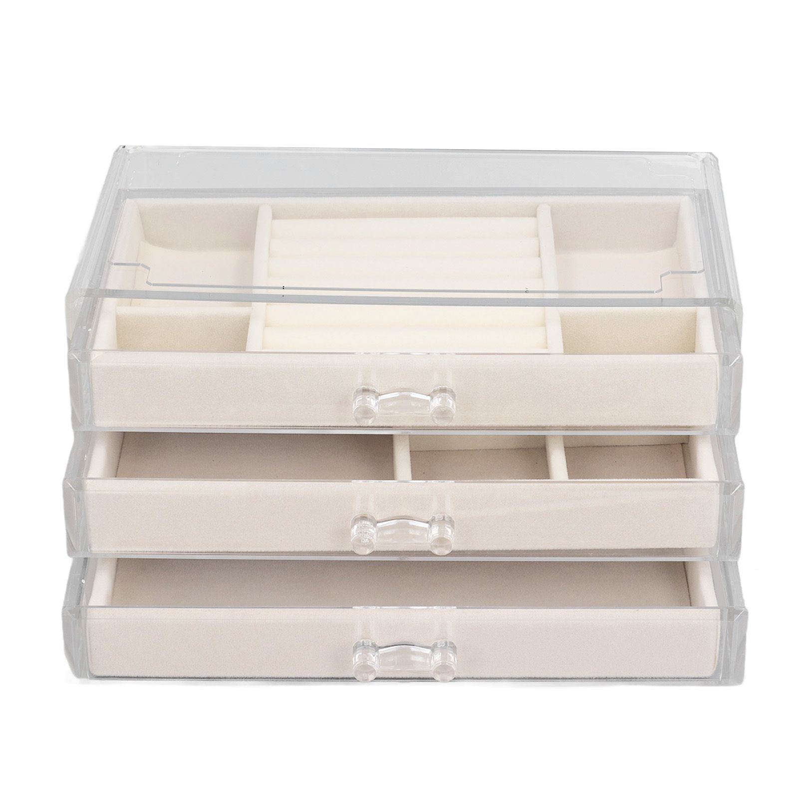 Acrylic Jewelry Organizer Clear Acrylic Beige Drawer Desk Storage Jewelry Box for Stud Earrings Necklace Jewelry - Image 2
