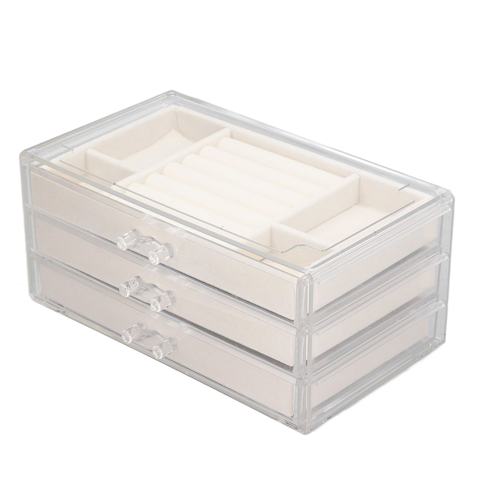 Acrylic Jewelry Organizer Clear Acrylic Beige Drawer Desk Storage Jewelry Box for Stud Earrings Necklace Jewelry - Image 5