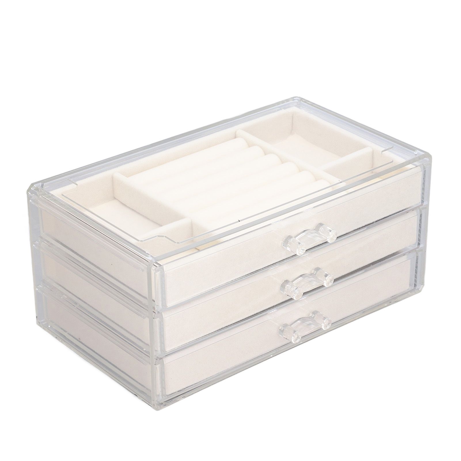 Acrylic Jewelry Organizer Clear Acrylic Beige Drawer Desk Storage Jewelry Box for Stud Earrings Necklace Jewelry - Image 6