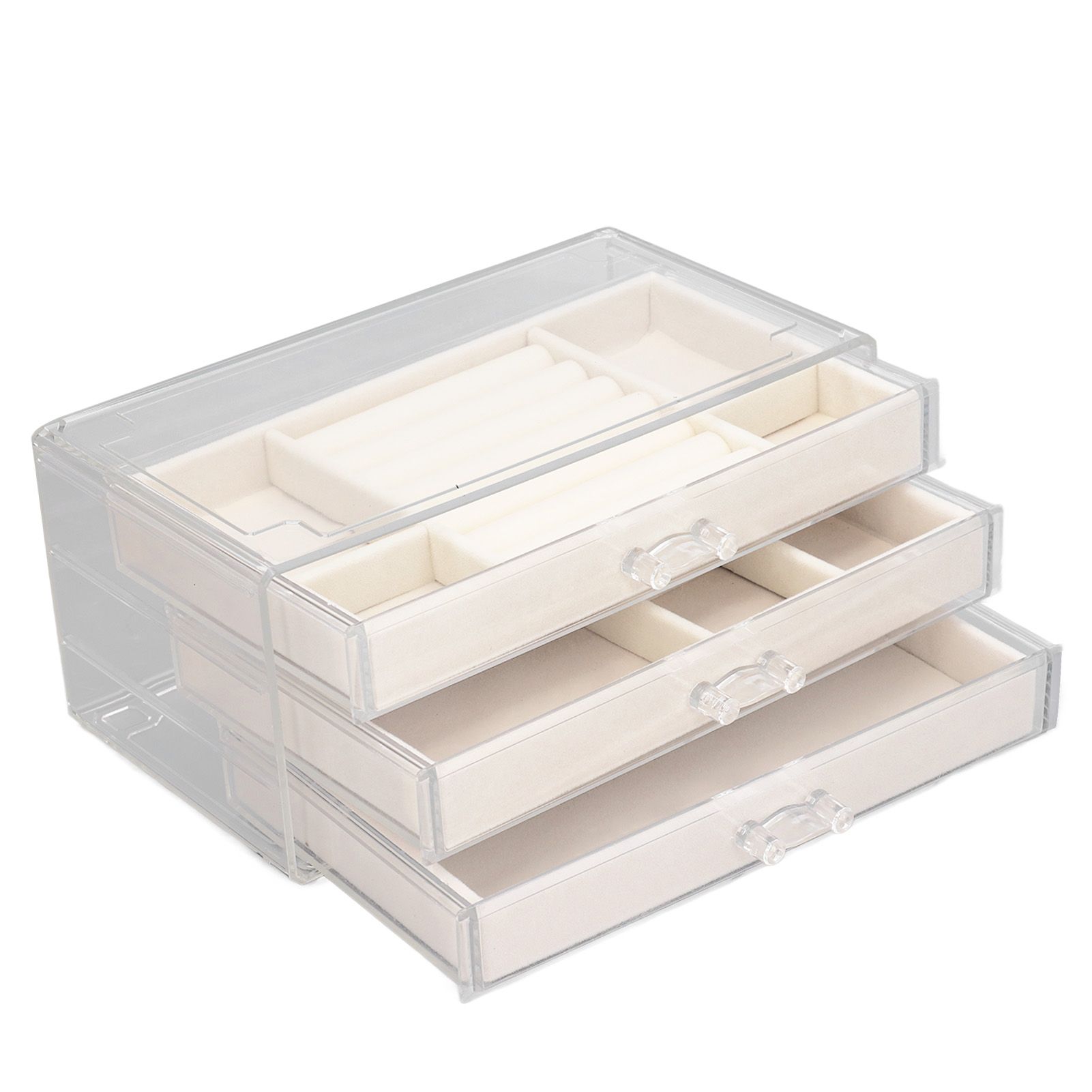 Acrylic Jewelry Organizer Clear Acrylic Beige Drawer Desk Storage Jewelry Box for Stud Earrings Necklace Jewelry - Image 7