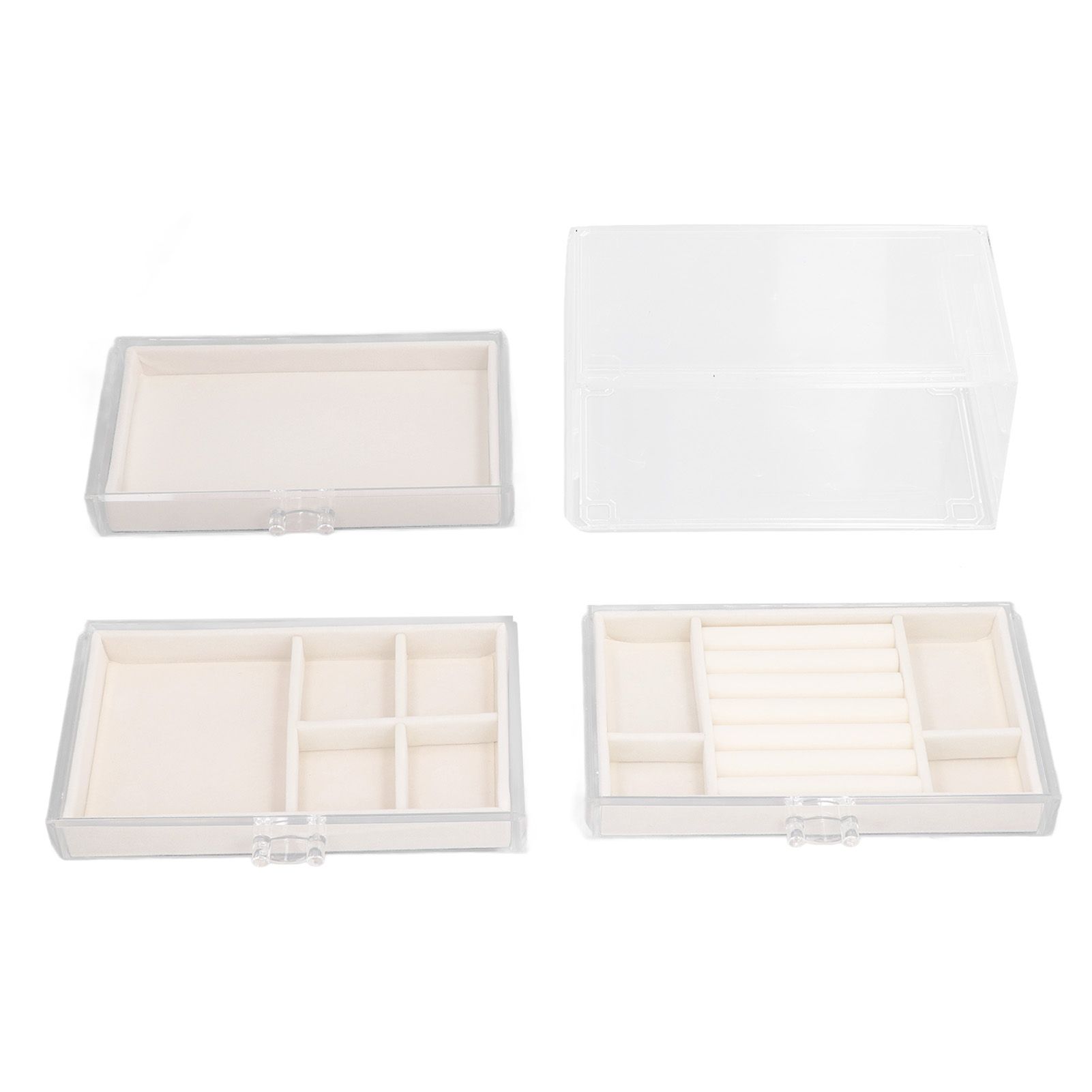 Acrylic Jewelry Organizer Clear Acrylic Beige Drawer Desk Storage Jewelry Box for Stud Earrings Necklace Jewelry - Image 8