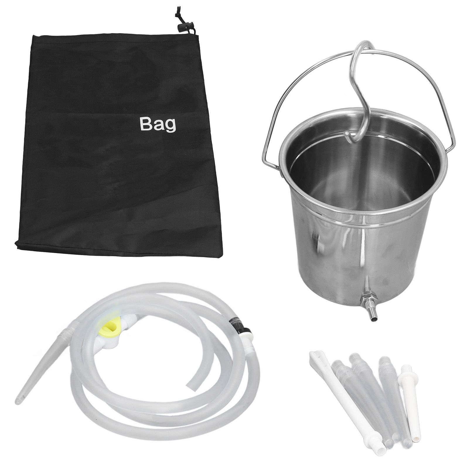 2L Enema Bucket Kit with Silicone Tubing Nozzle Tips Storage Bag Stainless Steel Coffee Milk Barrel - Image 1